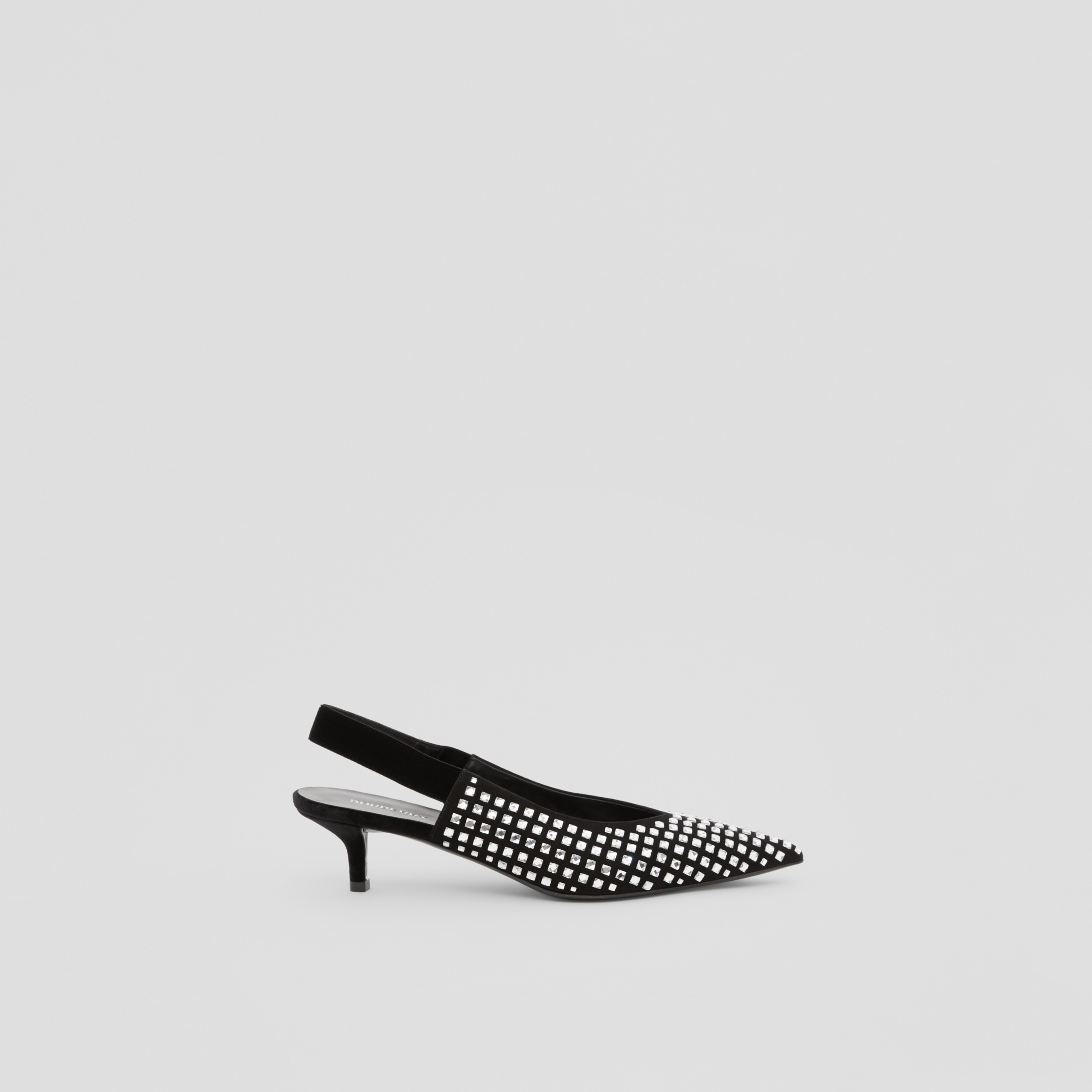 Zapatos de salón destalonados en piel con detalles de cristales (Negro/cristal) - Mujer | Burberry® oficial - 1