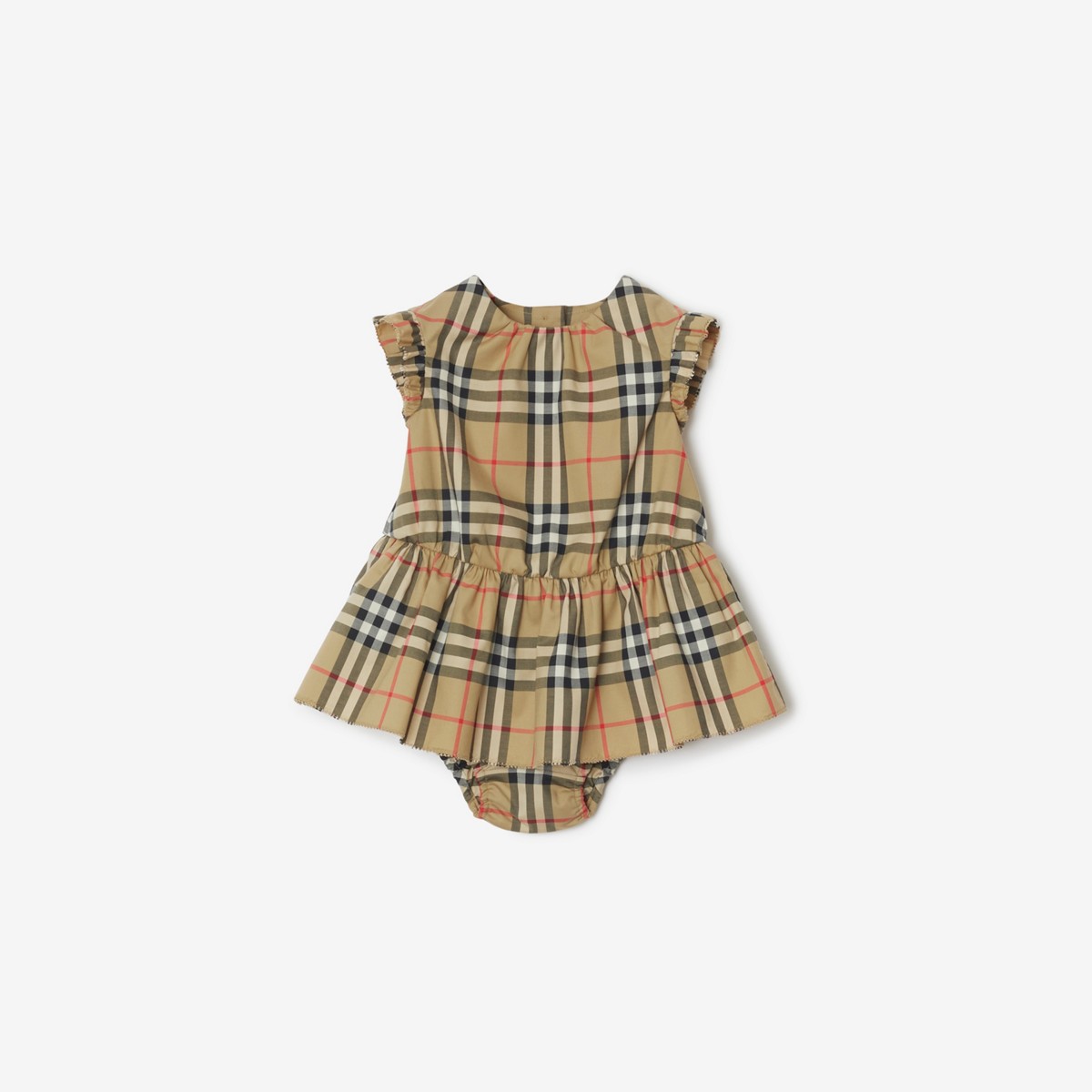 Shop Burberry Childrens Check Dress With Bloomers In Archive Beige