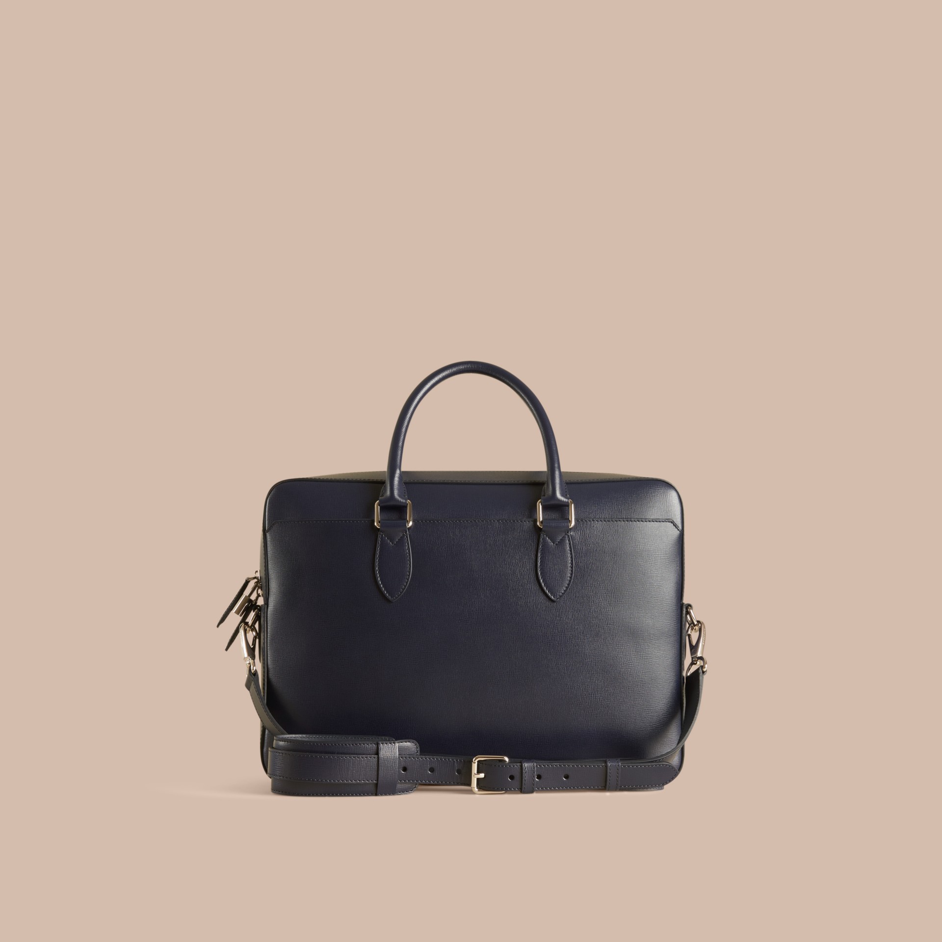 Large London Leather Briefcase Dark Navy | Burberry
