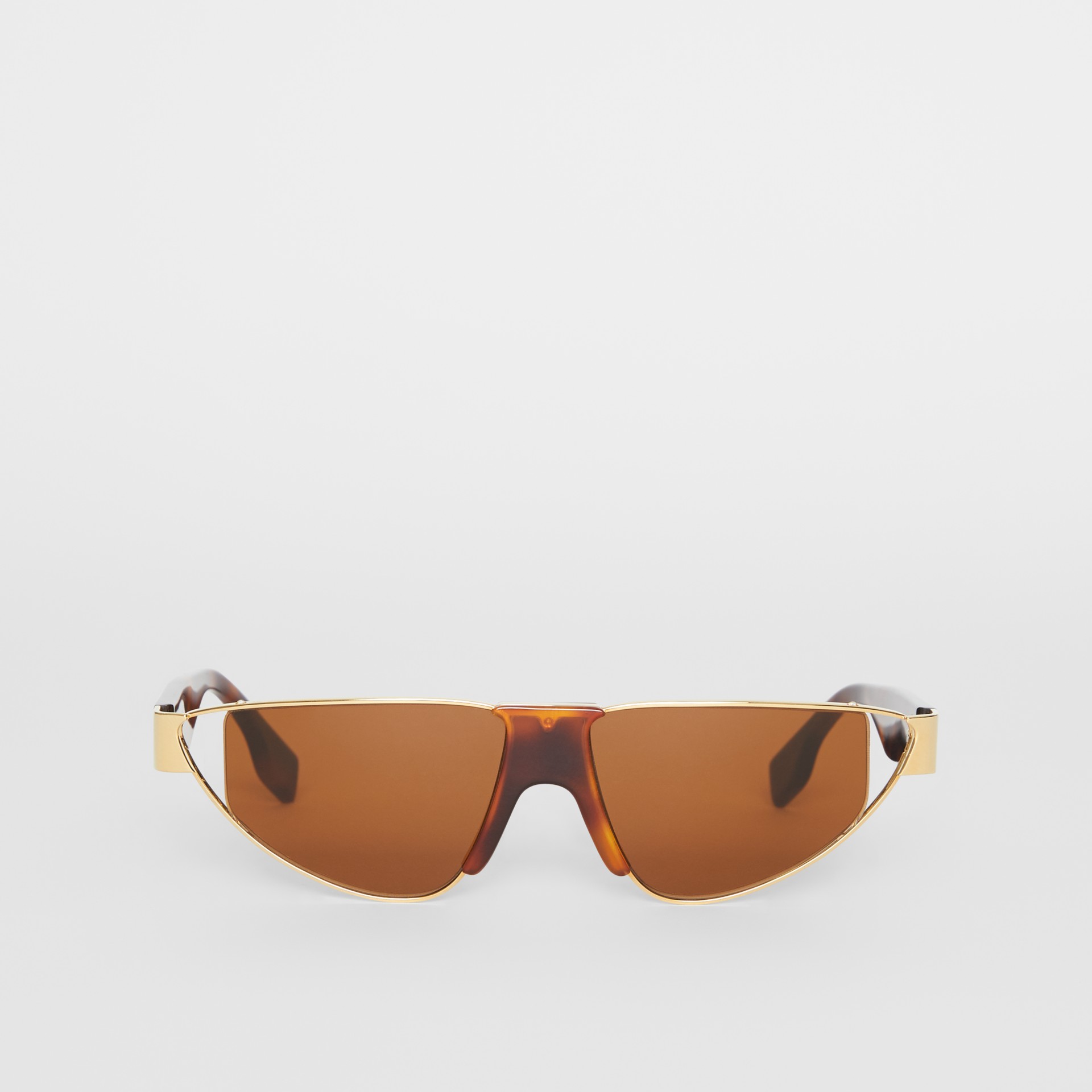 Gold-plated Triangular Frame Sunglasses in Tortoiseshell | Burberry ...