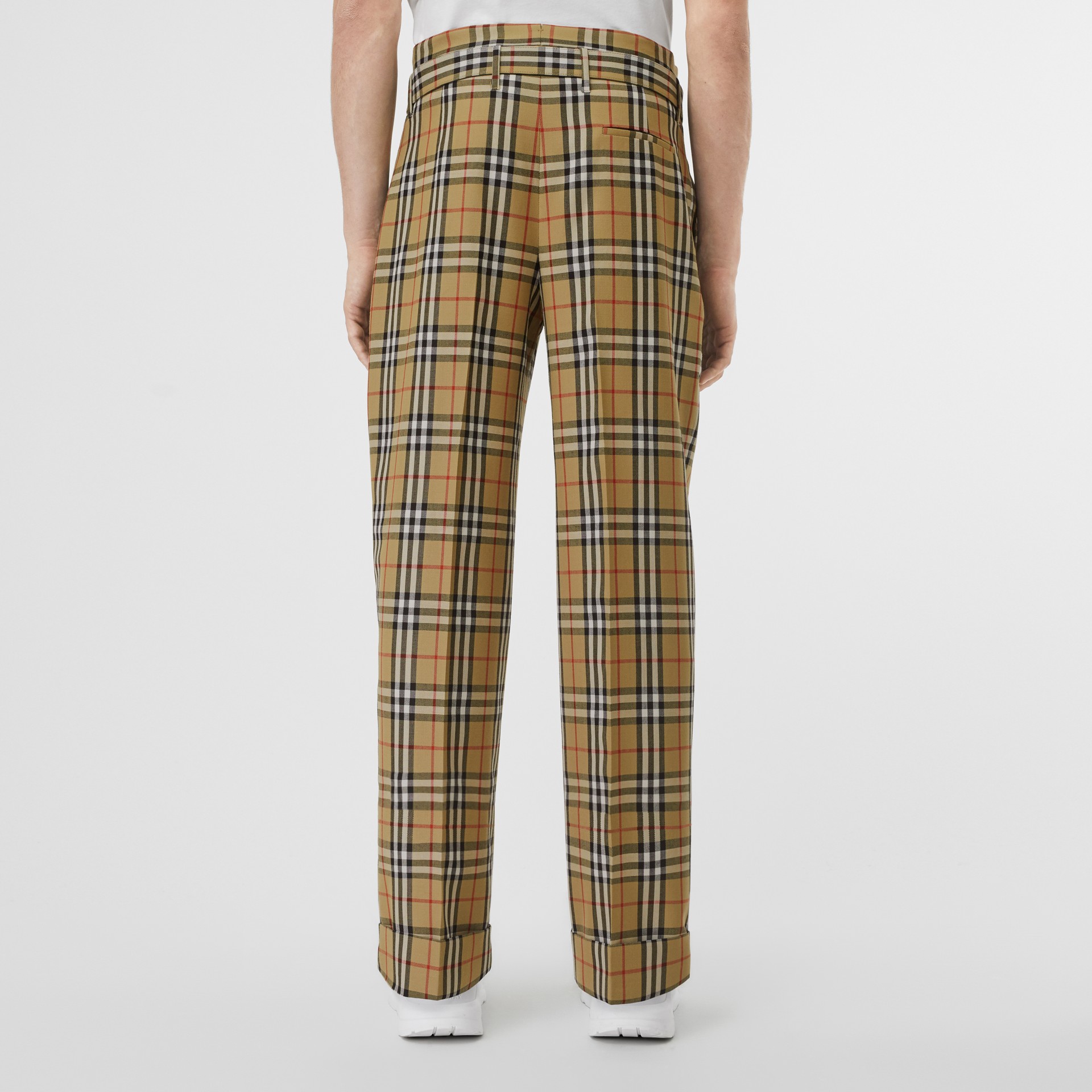 Vintage Check Wool High-waisted Trousers in Antique Yellow - Men ...