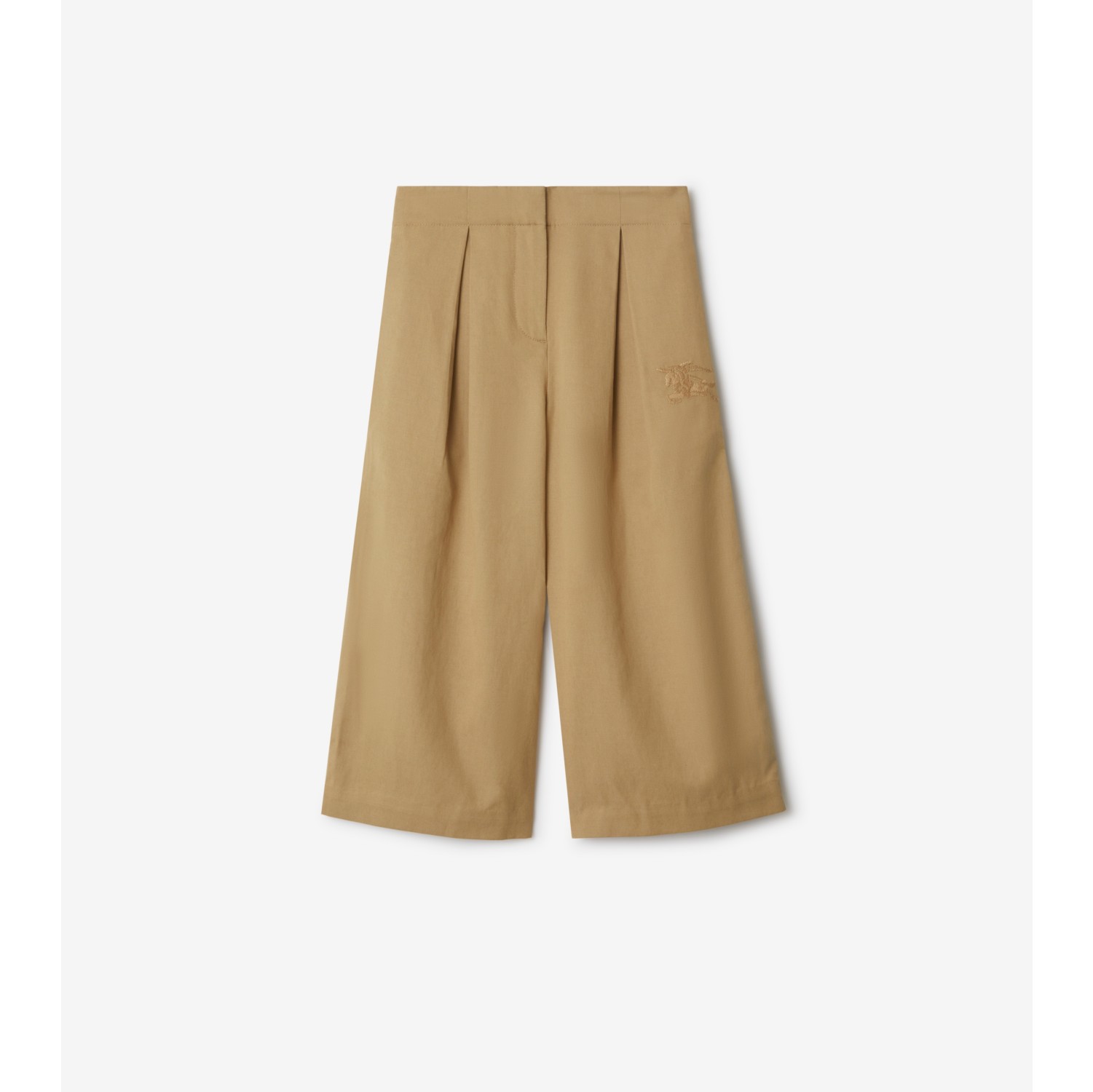 Pleated Cotton Blend Trousers