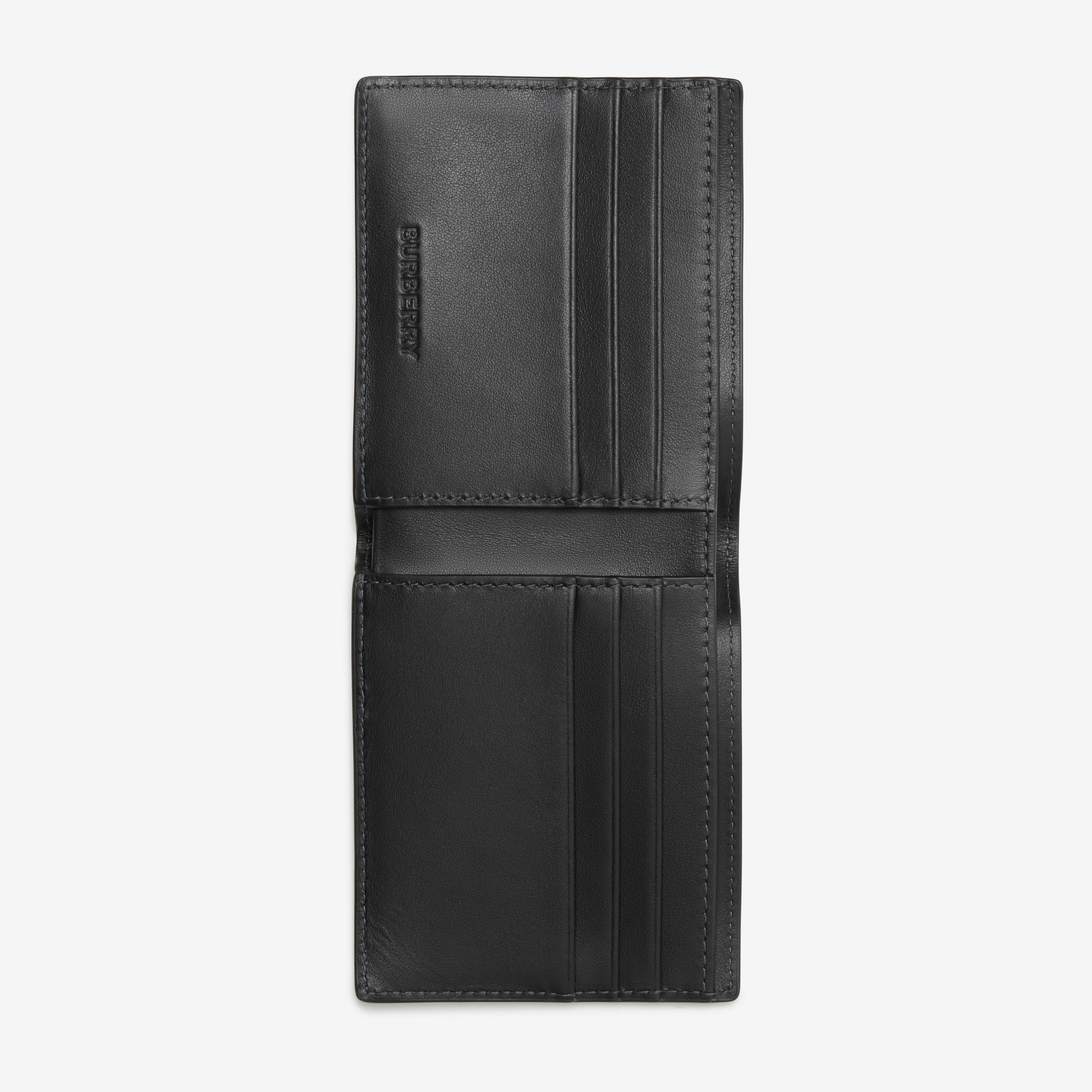 Check and Leather Slim Bifold Wallet in Charcoal - Men | Burberry® Official - 4
