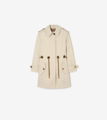 Short Gabardine Stonehaven Car Coat in Clam beige - Women, Cotton