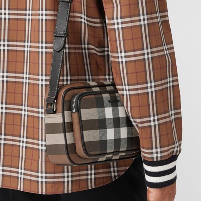 brown check crossbody bag