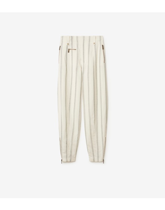 Striped Silk Blend Tailored Trousers