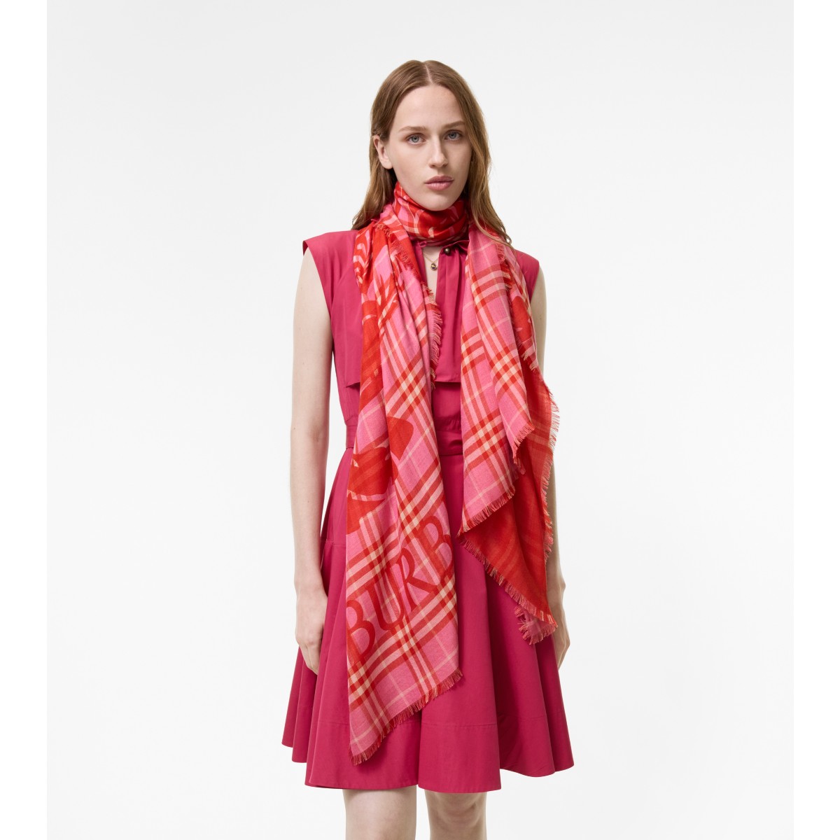  Check Wide EKD Wool Silk Scarf