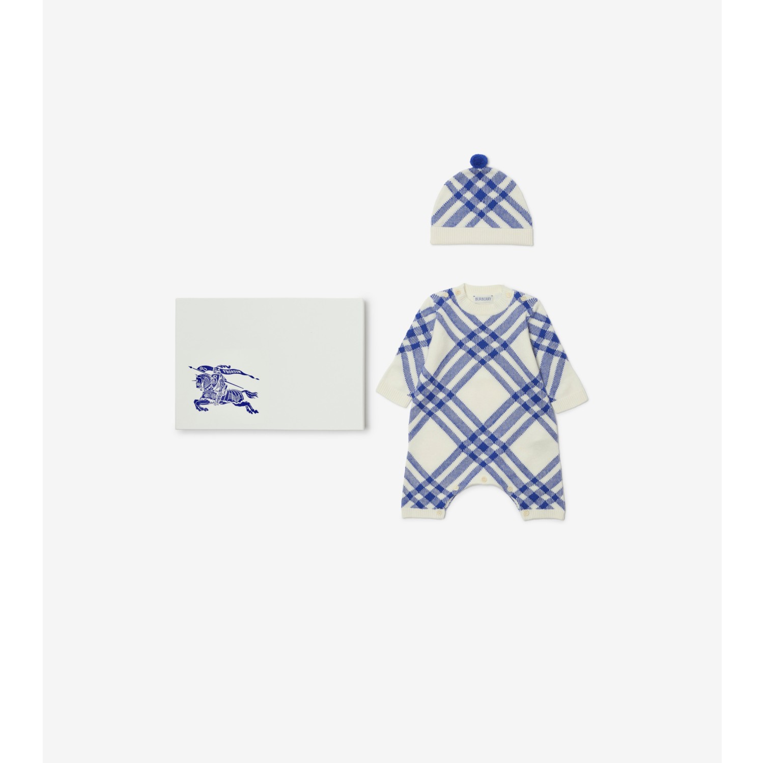 Gift set para bebê de duas peças em cashmere e lã com estampa xadrez