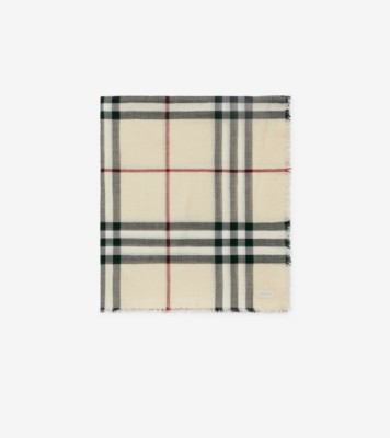 ◇BURBERRY カフス Wide Check Wool Scarf in Stone | Burberry® Official