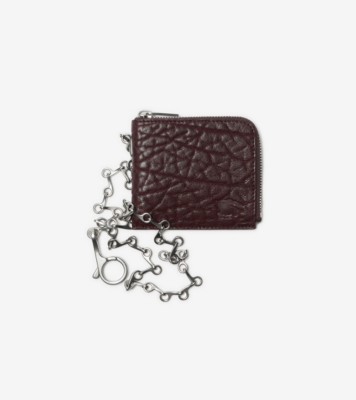 Burberry Leather Chain Wallet Logo Card Holders