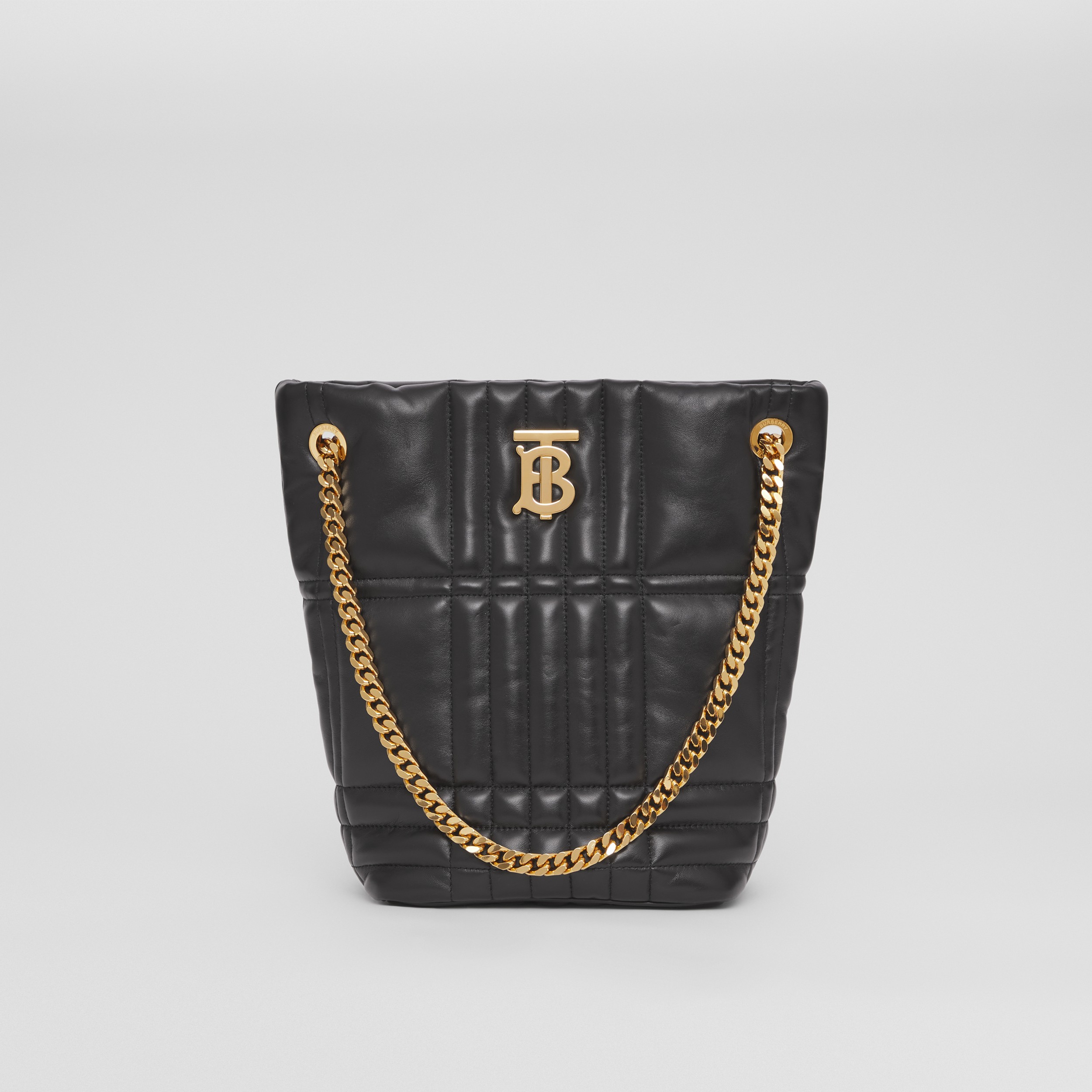Small Quilted Lambskin Lola Bucket Bag in Black - Women - Burberry