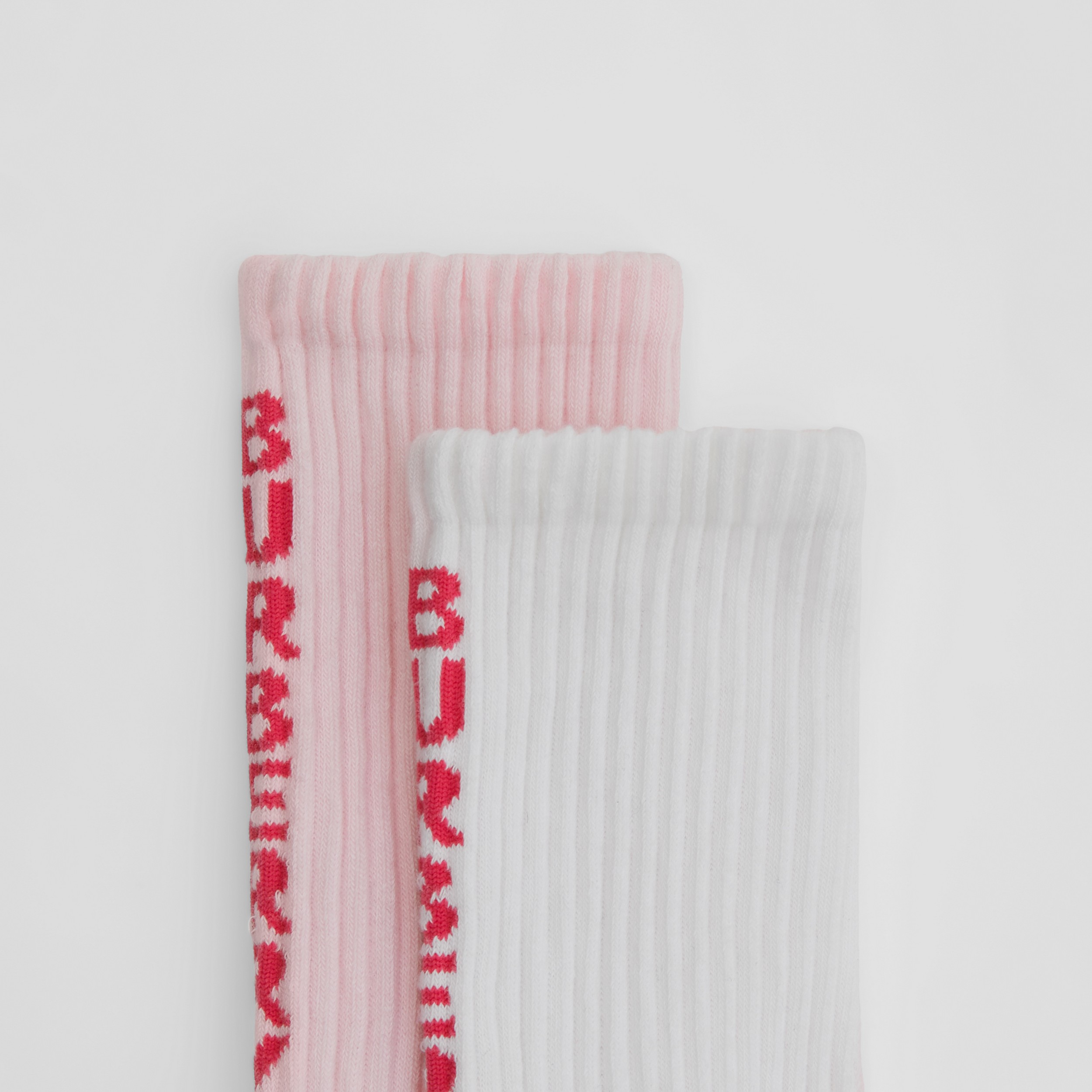 Logo Stripe Intarsia Stretch Cotton Socks in Pale Candy Pink - Men | Burberry® Official - 2