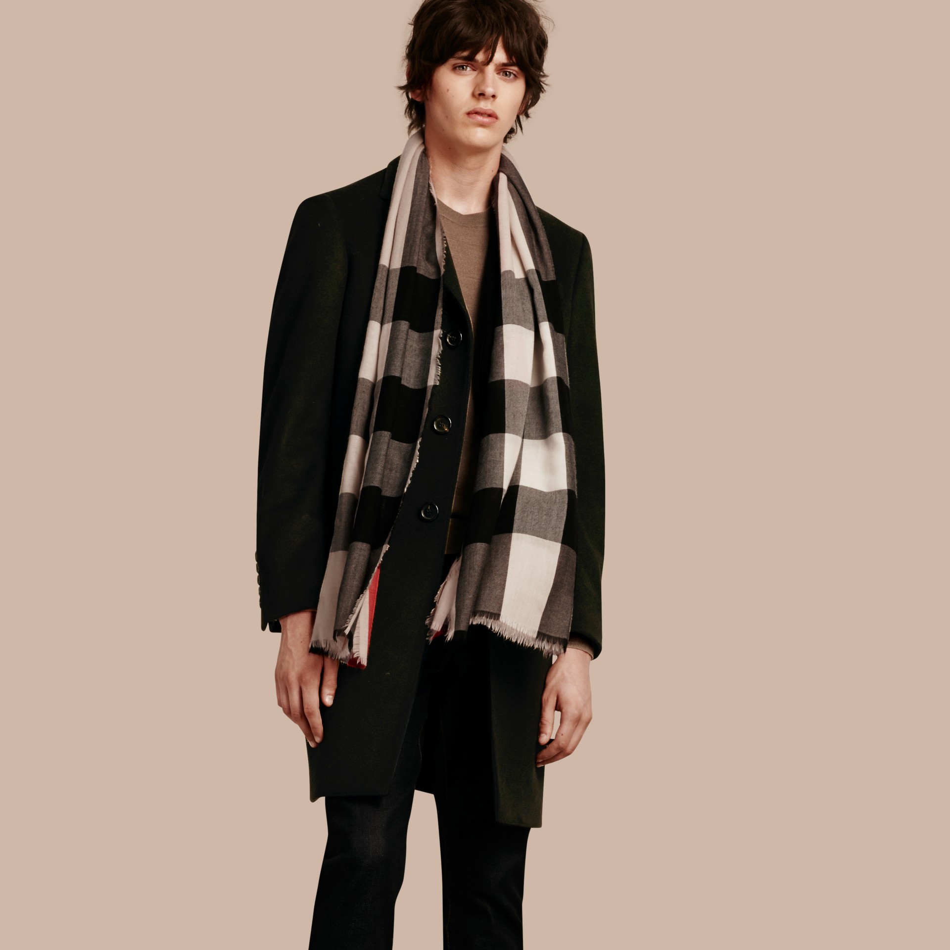 The Lightweight Check Cashmere Scarf in Stone Burberry Hong Kong