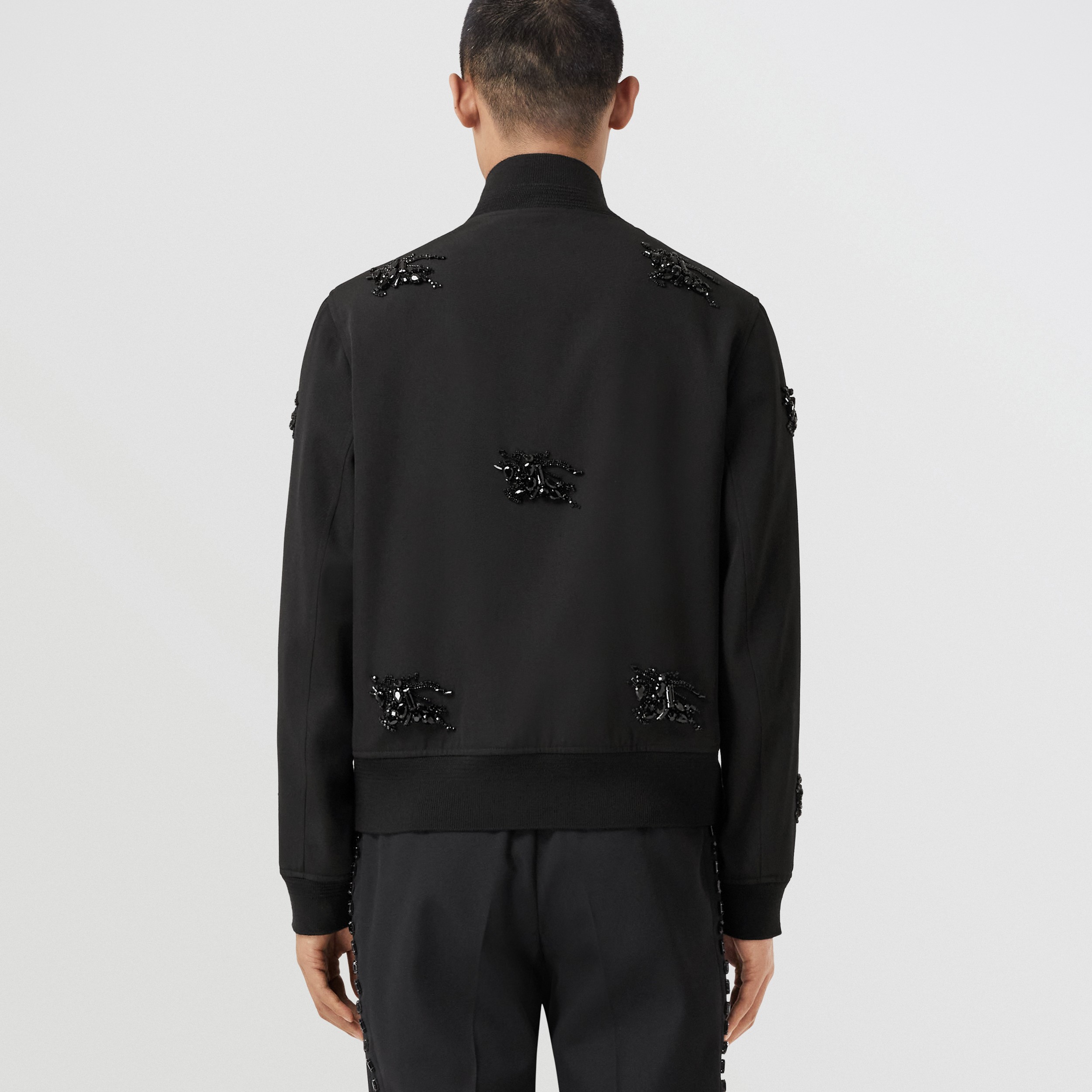 Crystal EKD Grain de Poudre Wool Harrington Jacket in Black - Men | Burberry® Official - 3
