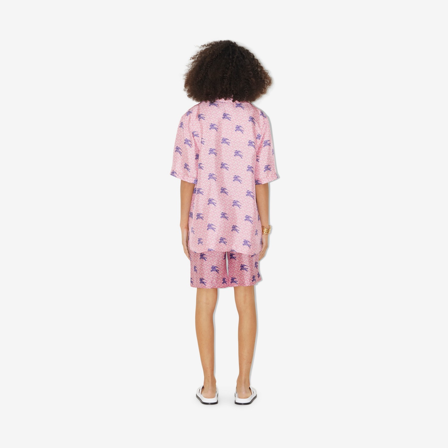 EKD Monogram Silk Pyjama Shirt in Deep Amethyst - Women | Burberry® Official