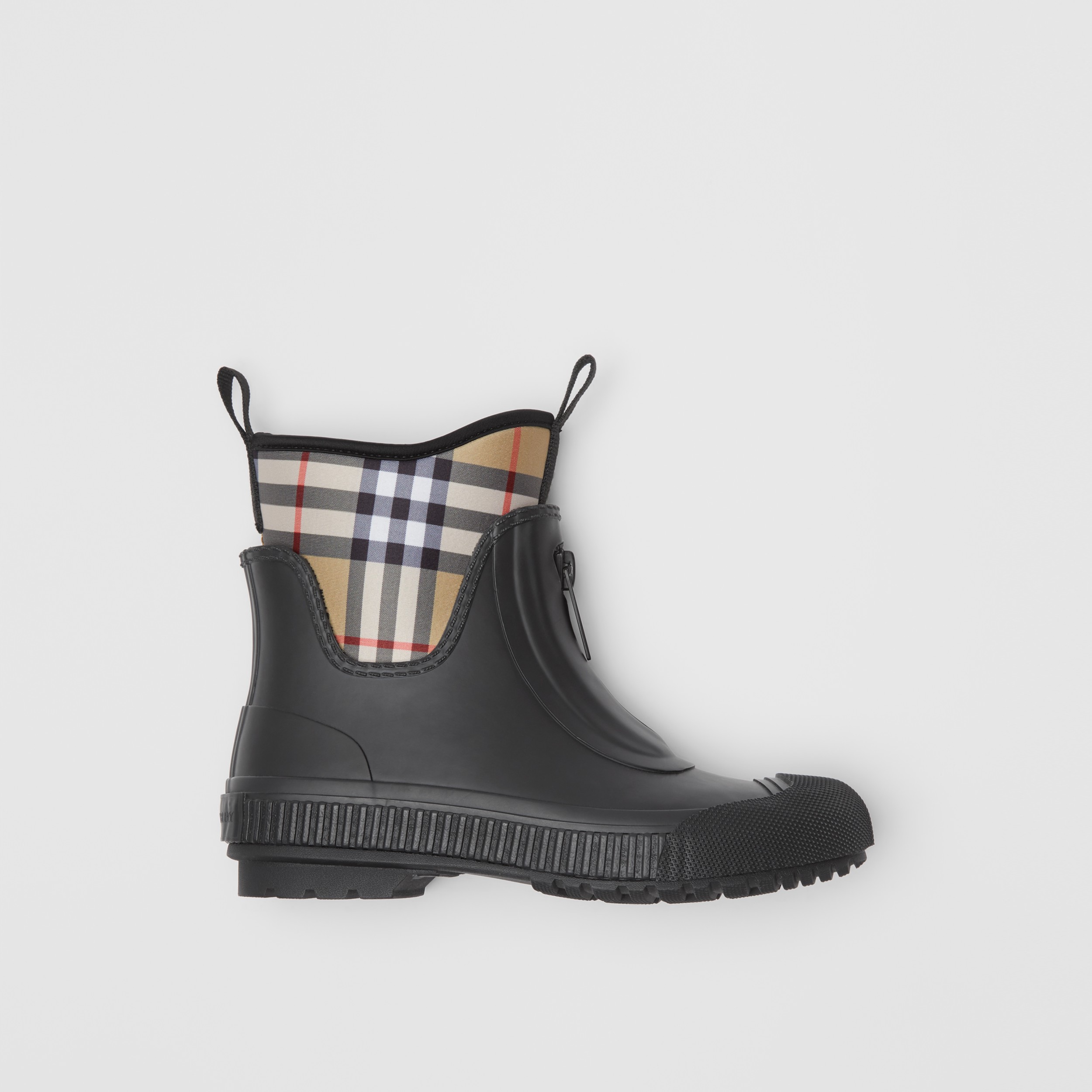 Vintage Check Neoprene and Rubber Rain Boots in Black - Women | Burberry Hong Kong S.A.R - 1