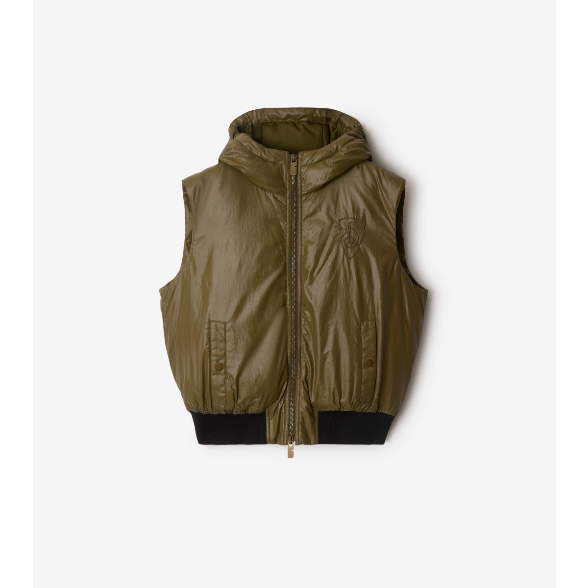 Shop Burberry Nylon Gilet In Olive