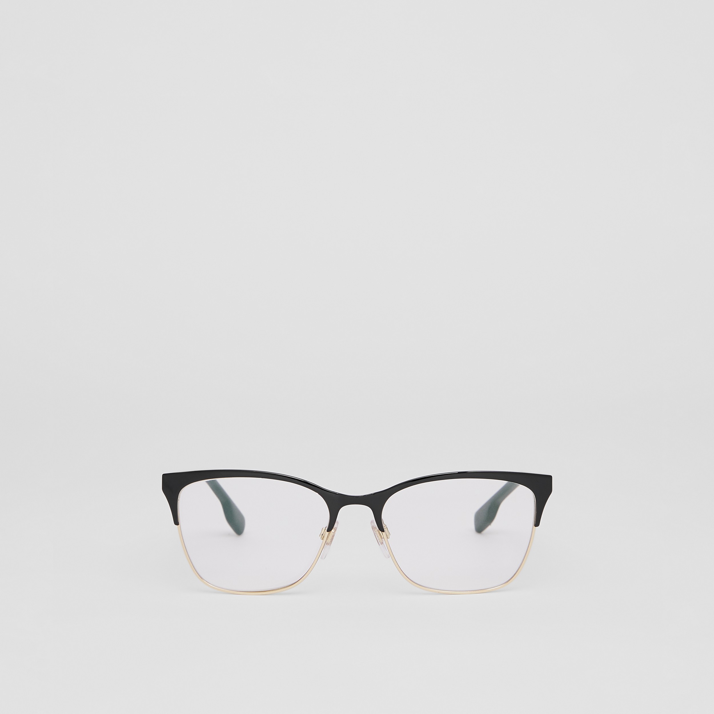 标志性条纹装饰猫眼光学镜框 (黑色) - 女士 | Burberry® 博柏利官网 - 1