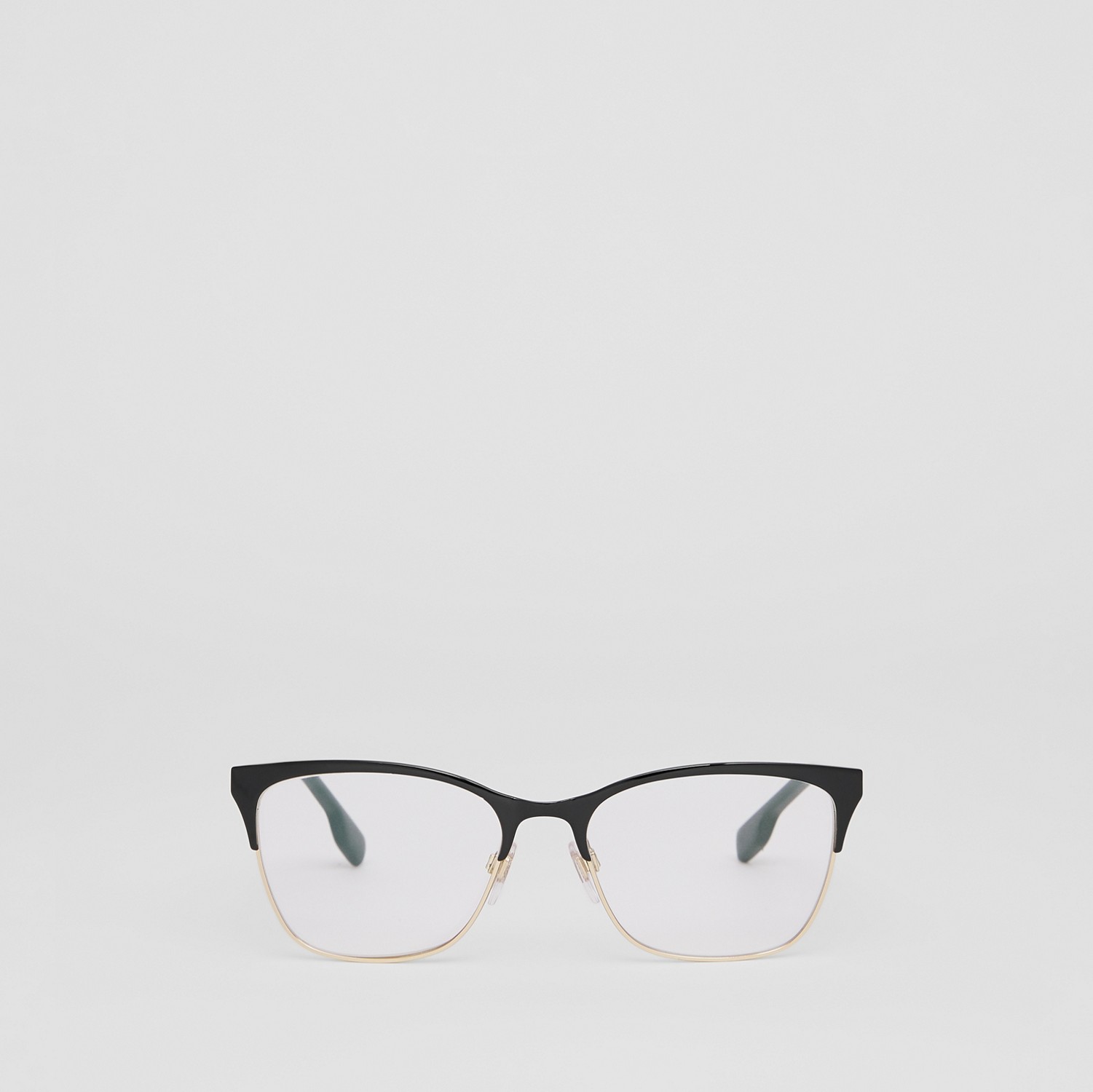 标志性条纹装饰猫眼光学镜框 (黑色) - 女士 | Burberry® 博柏利官网