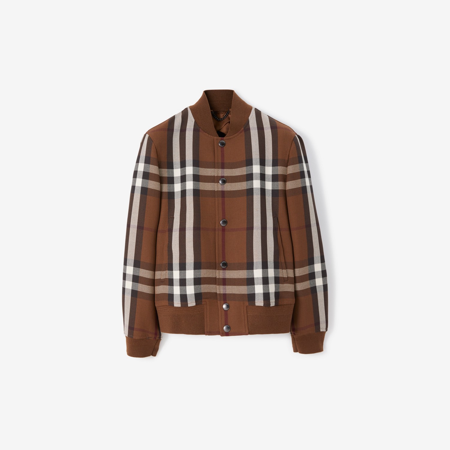 Check Wool Cotton Bomber Jacket in Dark birch brown - Men | Burberry® Official