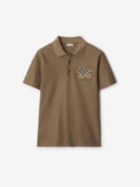 EKD Check Cotton Polo Shirt in colour Clay Brown