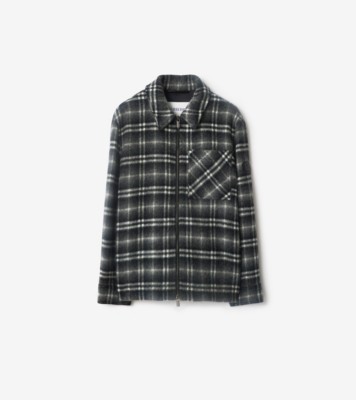 Check Wool Overshirt in Chess black/bass grey - Men | Burberry