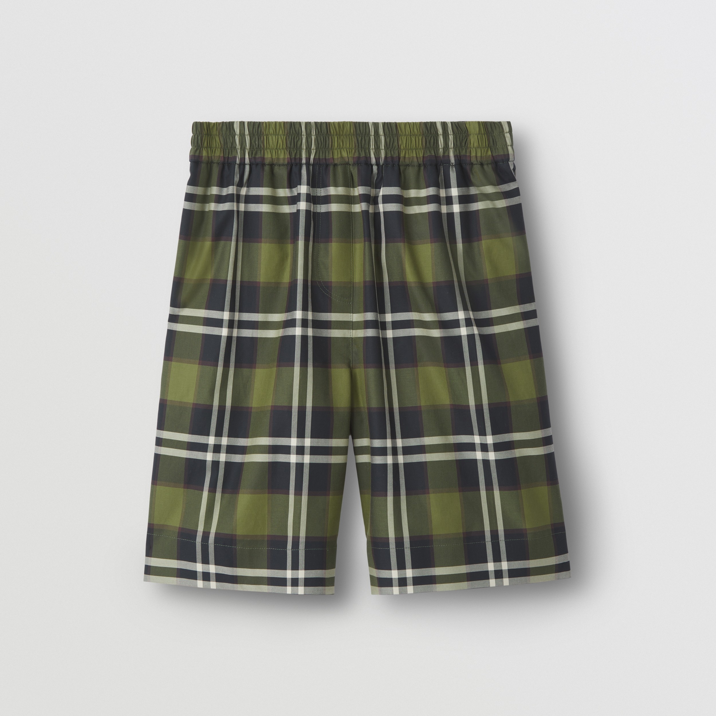 Check Cotton Twill Shorts in Dark Olive Green - Women | Burberry® Official - 4