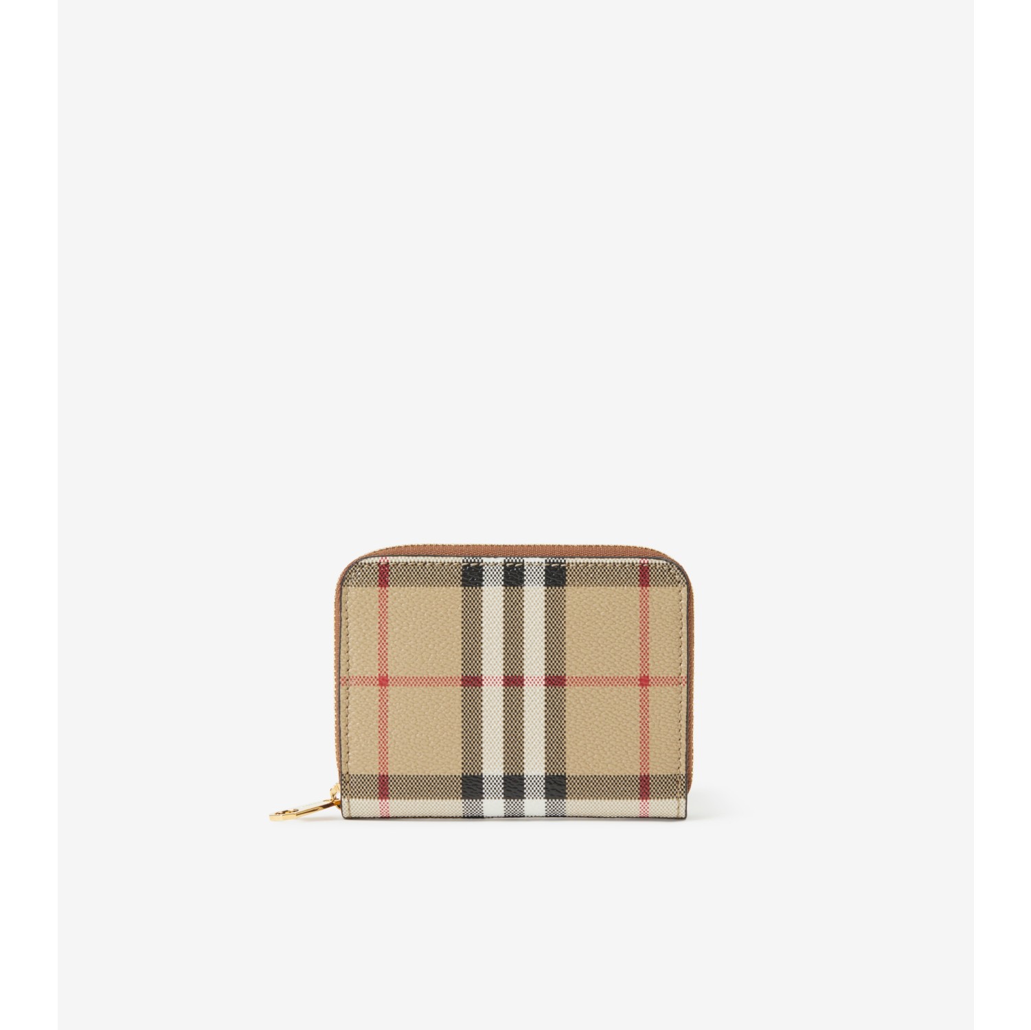 Small Check Zip Wallet in Archive beige briar brown Women