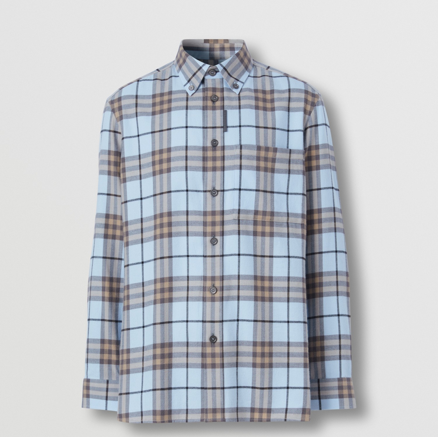 Button-down Collar Check Cotton Flannel Shirt