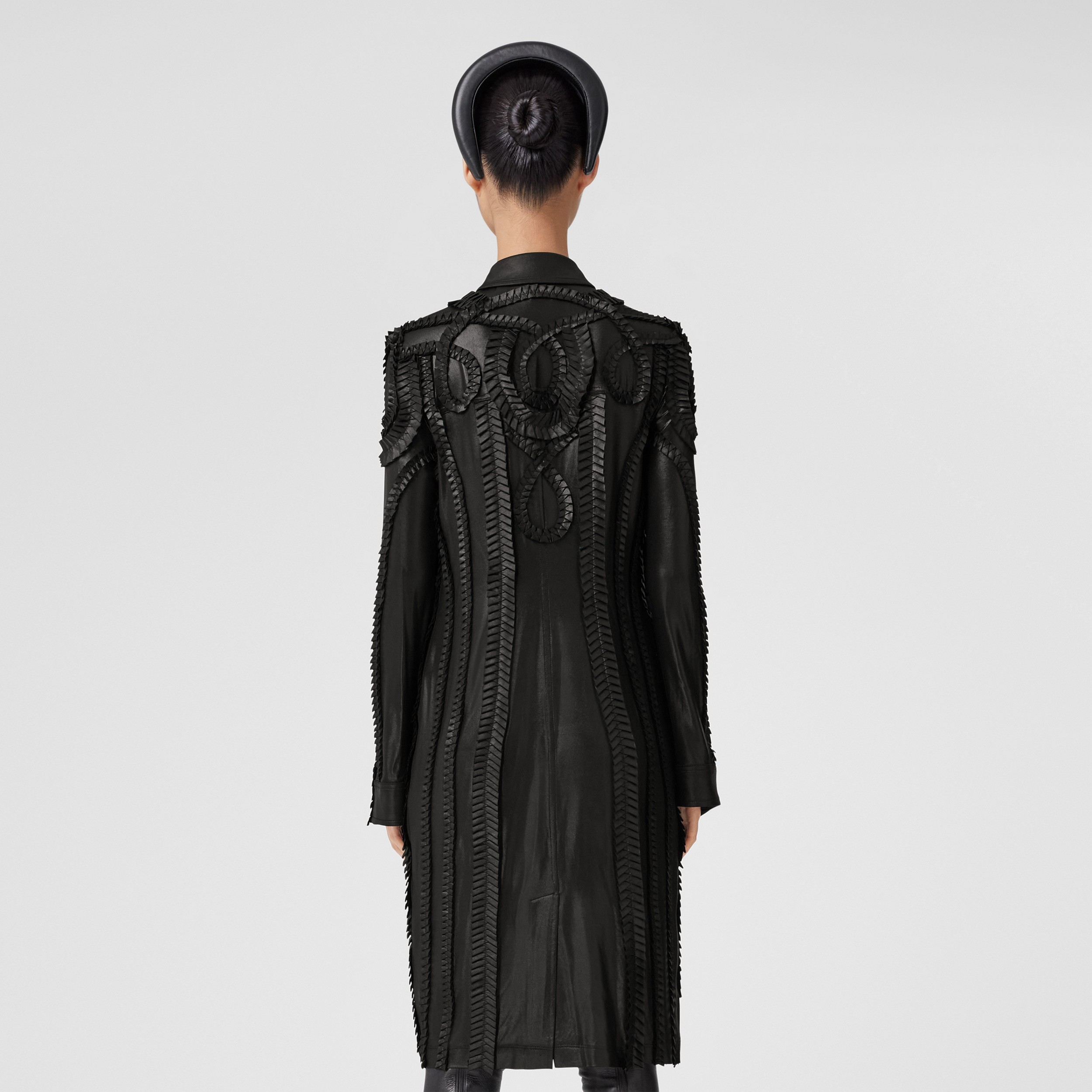 Vestido camisero en tejido jersey elástico con detalles plisados (Negro) - Mujer | Burberry® oficial - 3