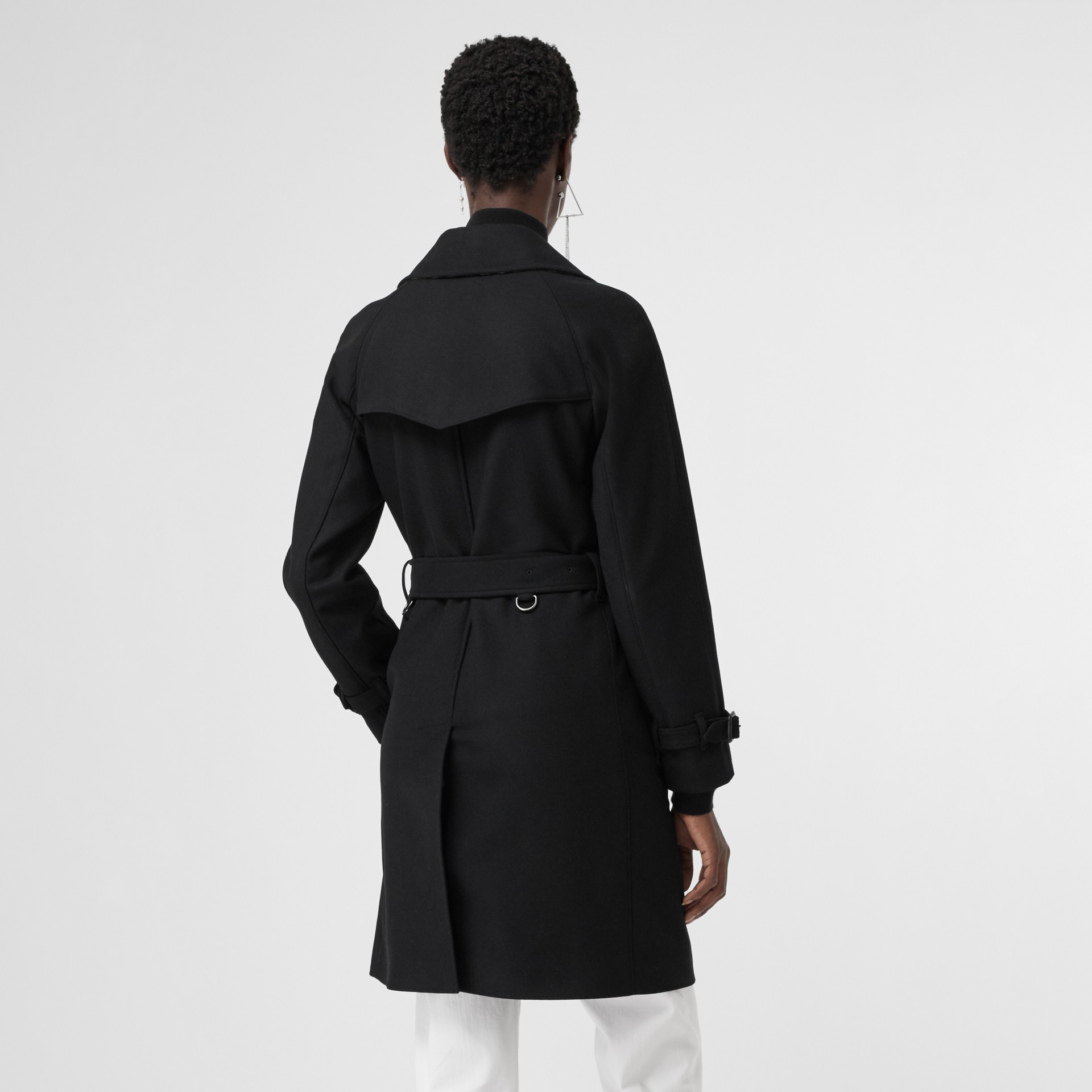 Herringbone Wool Cashmere Blend Trench Coat in Black - Women | Burberry ...