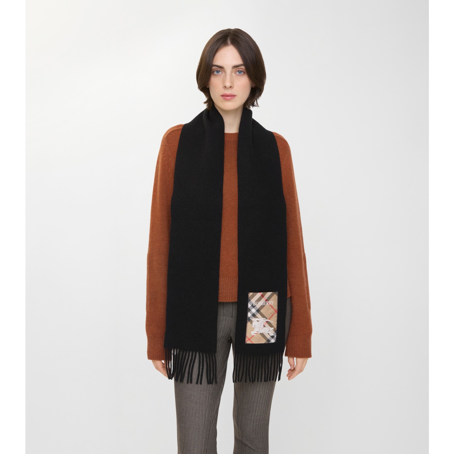 Check Label Cashmere Scarf