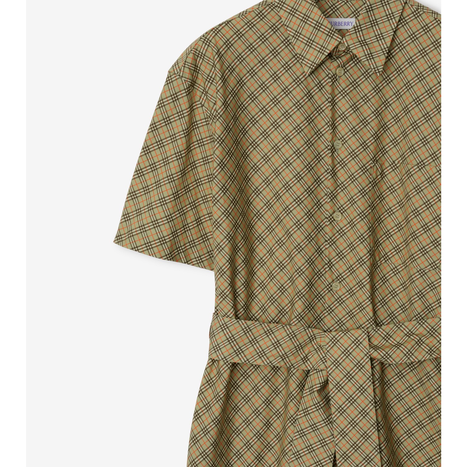 Check Cotton Shirt Dress