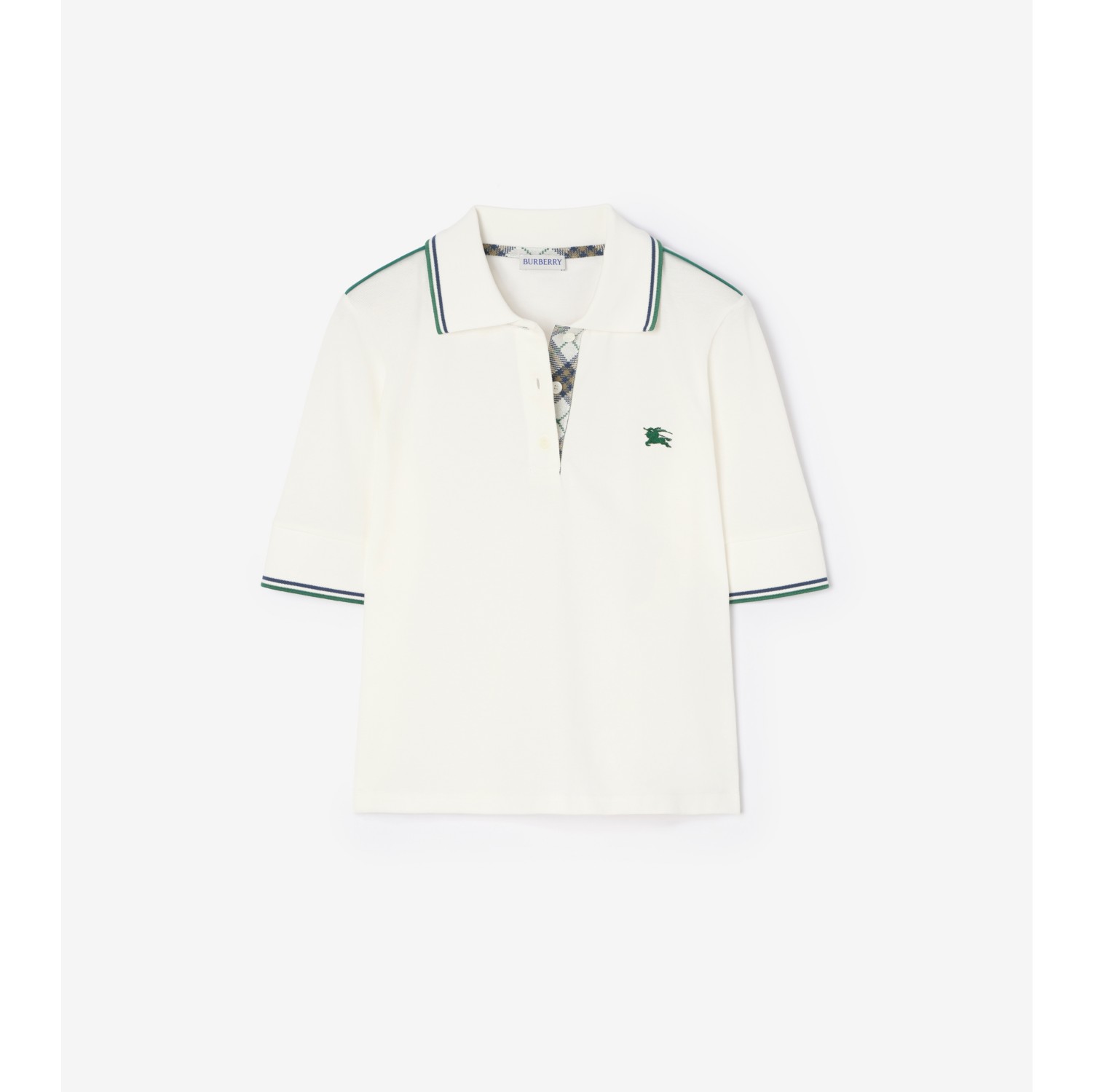 Cropped-Poloshirt aus Baumwollpiqué mit Check