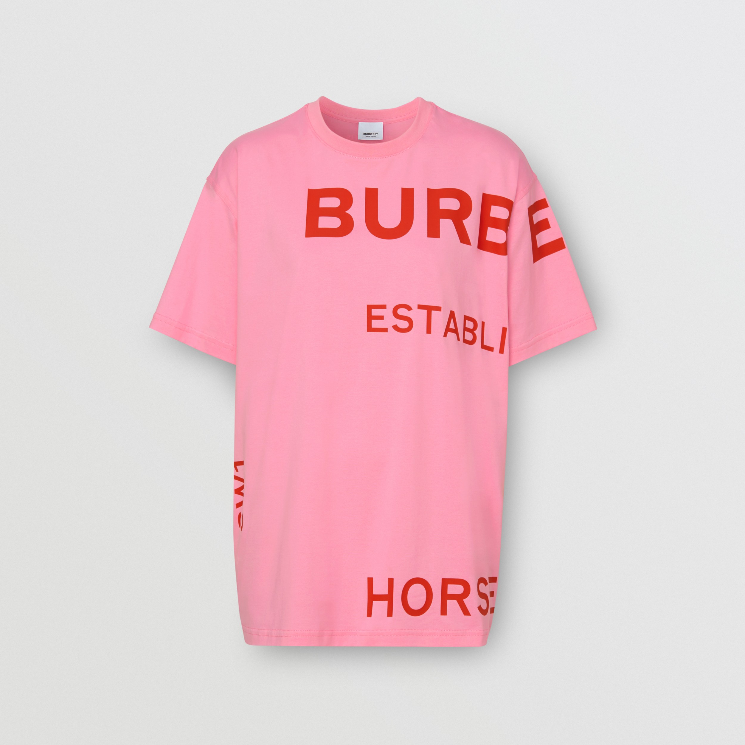 Horseferry Print Cotton Oversized T-shirt in Bubblegum Pink | Burberry ...