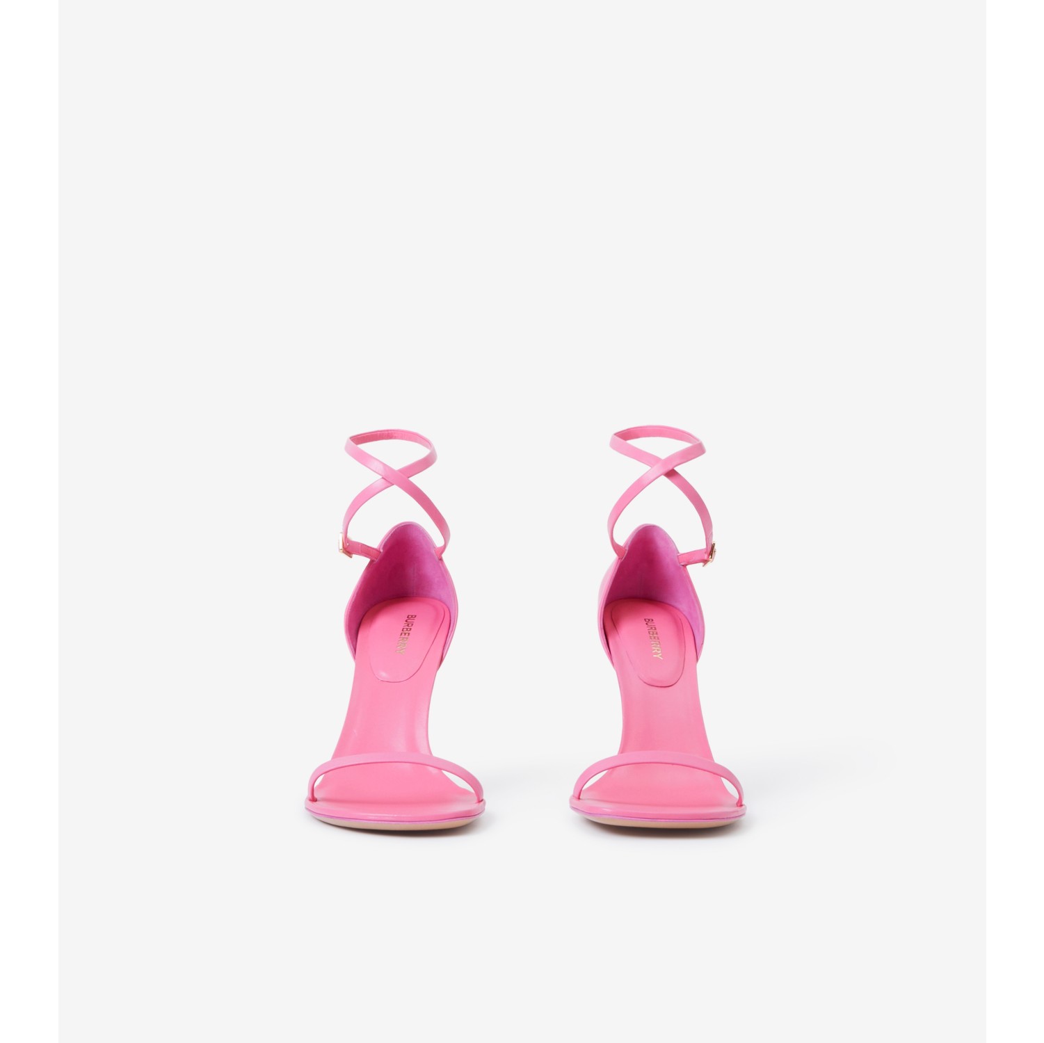 Sandálias de couro com salto stiletto (Rosa Chiclete) - Mulheres | Burberry® oficial