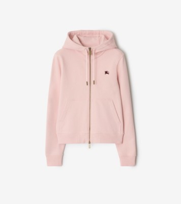 Knight Stamp Cotton Zip Hoodie in Bouquet pink - Women | Burberry