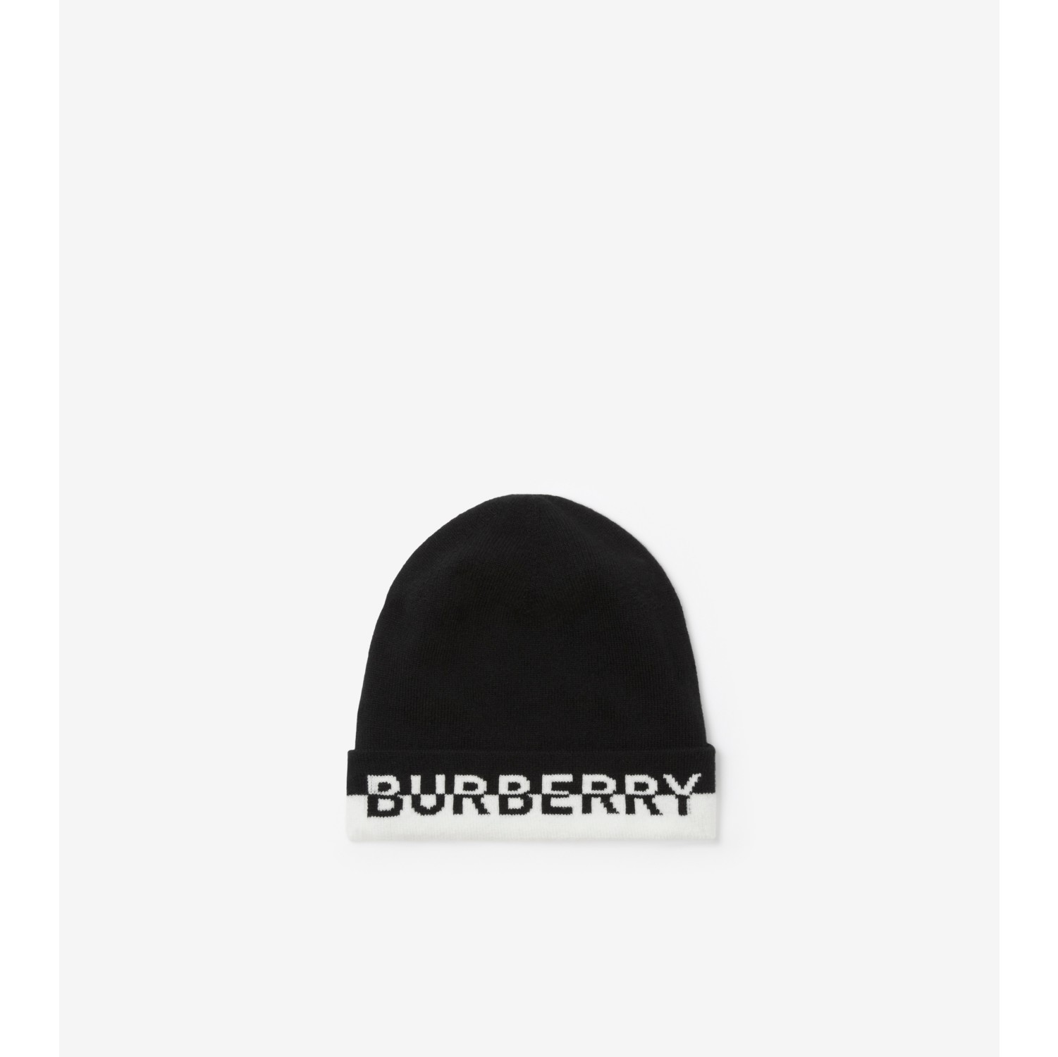 Logo Intarsia Cashmere Beanie in Black/white - Men | Burberry® Official