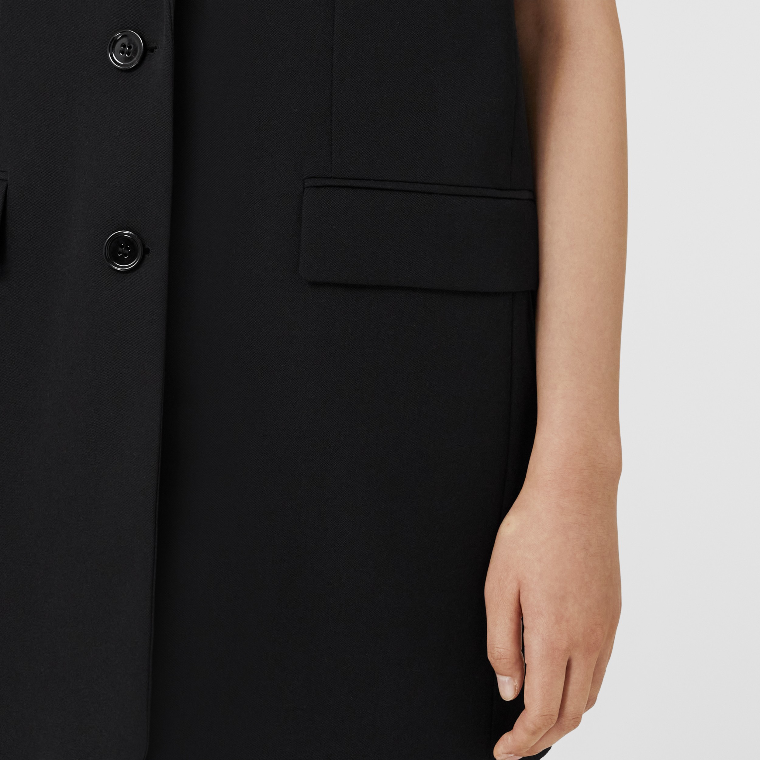 Sleeveless Wool Tailored Jacket in Black - Women | Burberry® Official - 4