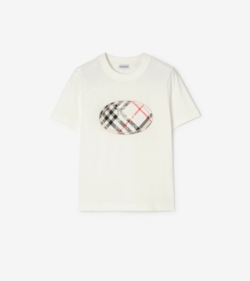 Check Knight Stamp Cotton T-shirt in Chalk white - Women