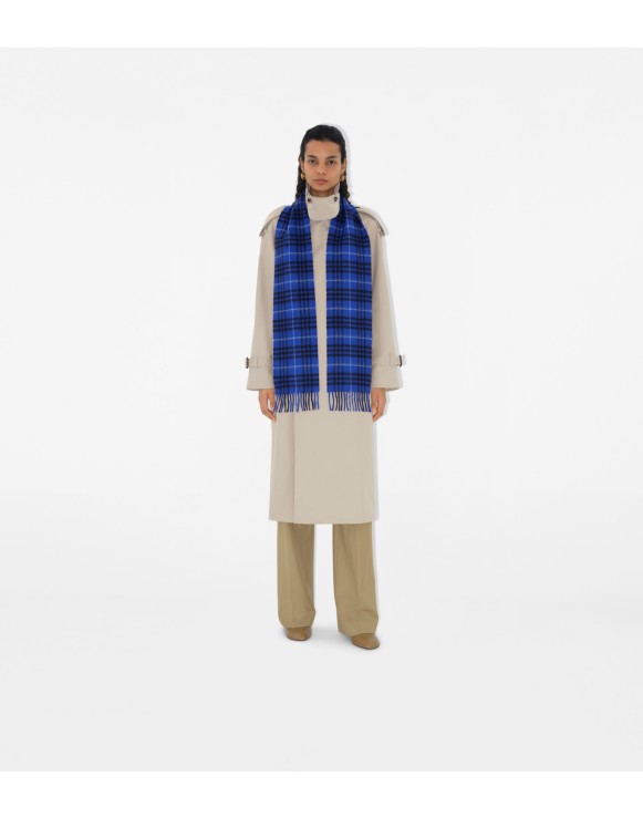 Narrow Check Cashmere Scarf