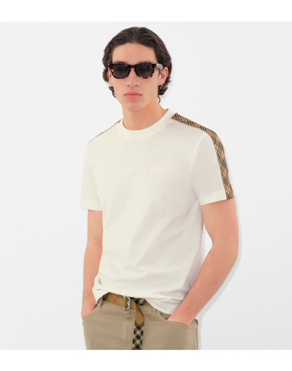 チェックトリム コットンTシャツ