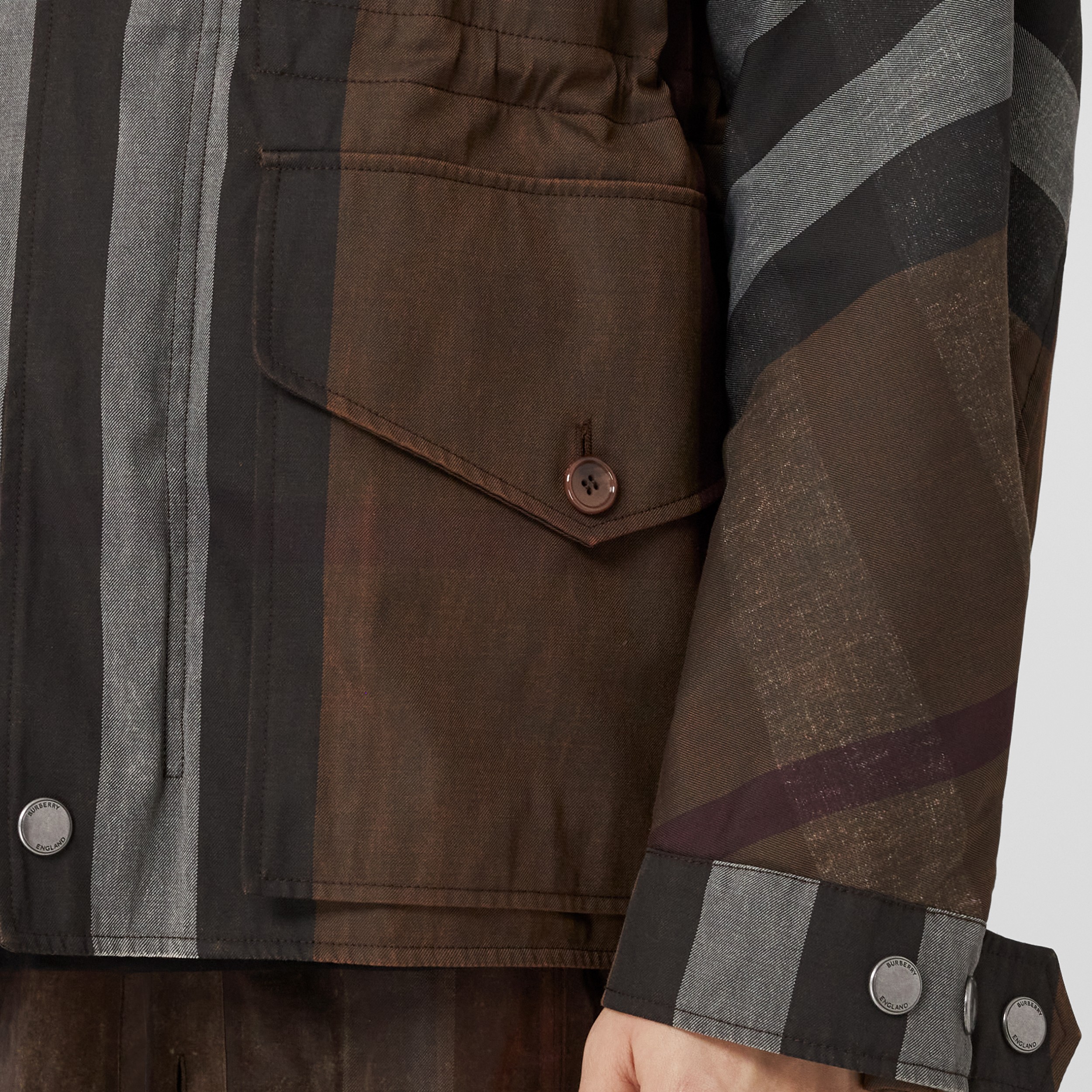 Check Cotton Blend Field Jacket in Dark Birch Brown - Men | Burberry® Official - 3