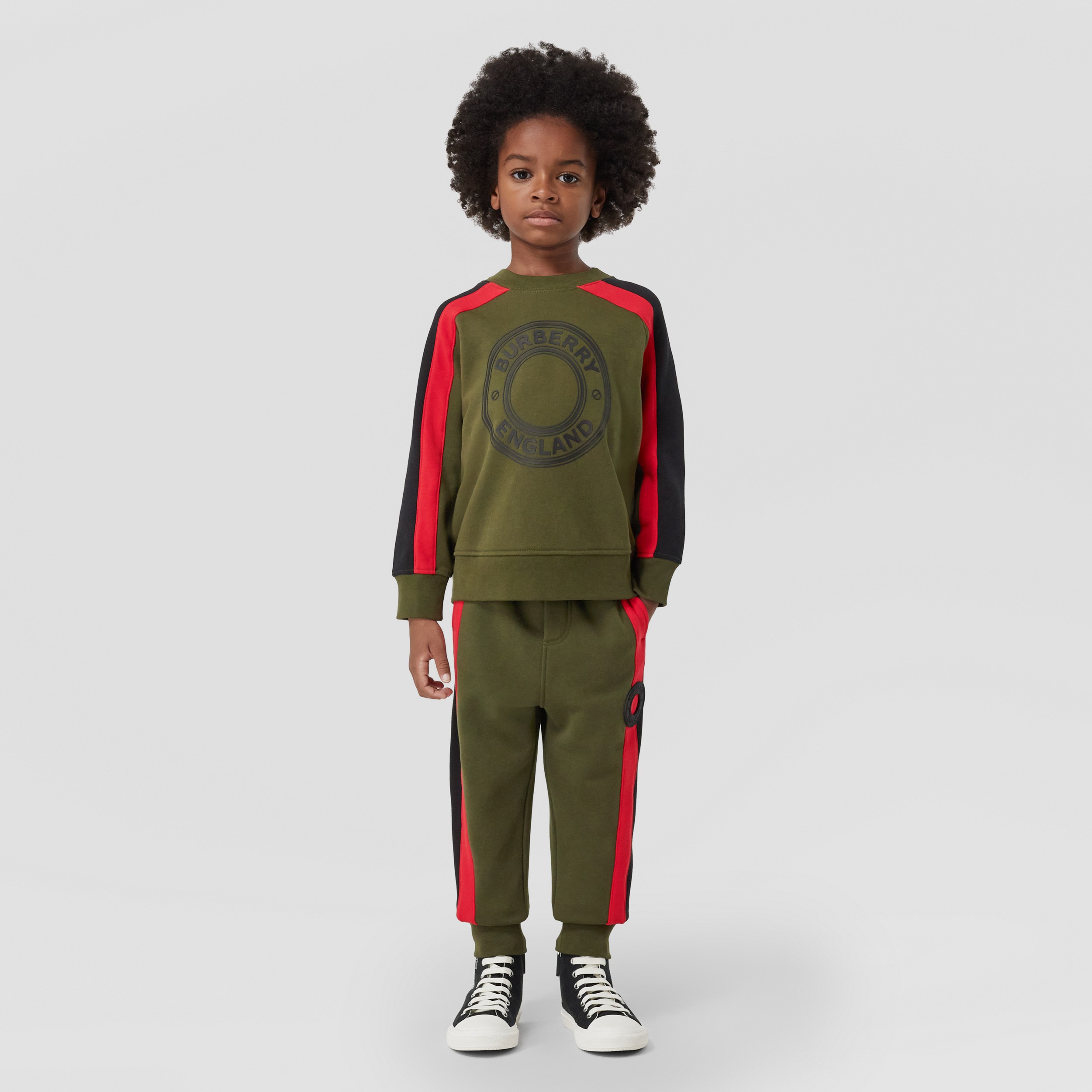 徽标图案棉质运动衫 (深橄榄绿) - 儿童 | Burberry® 博柏利官网 - 3