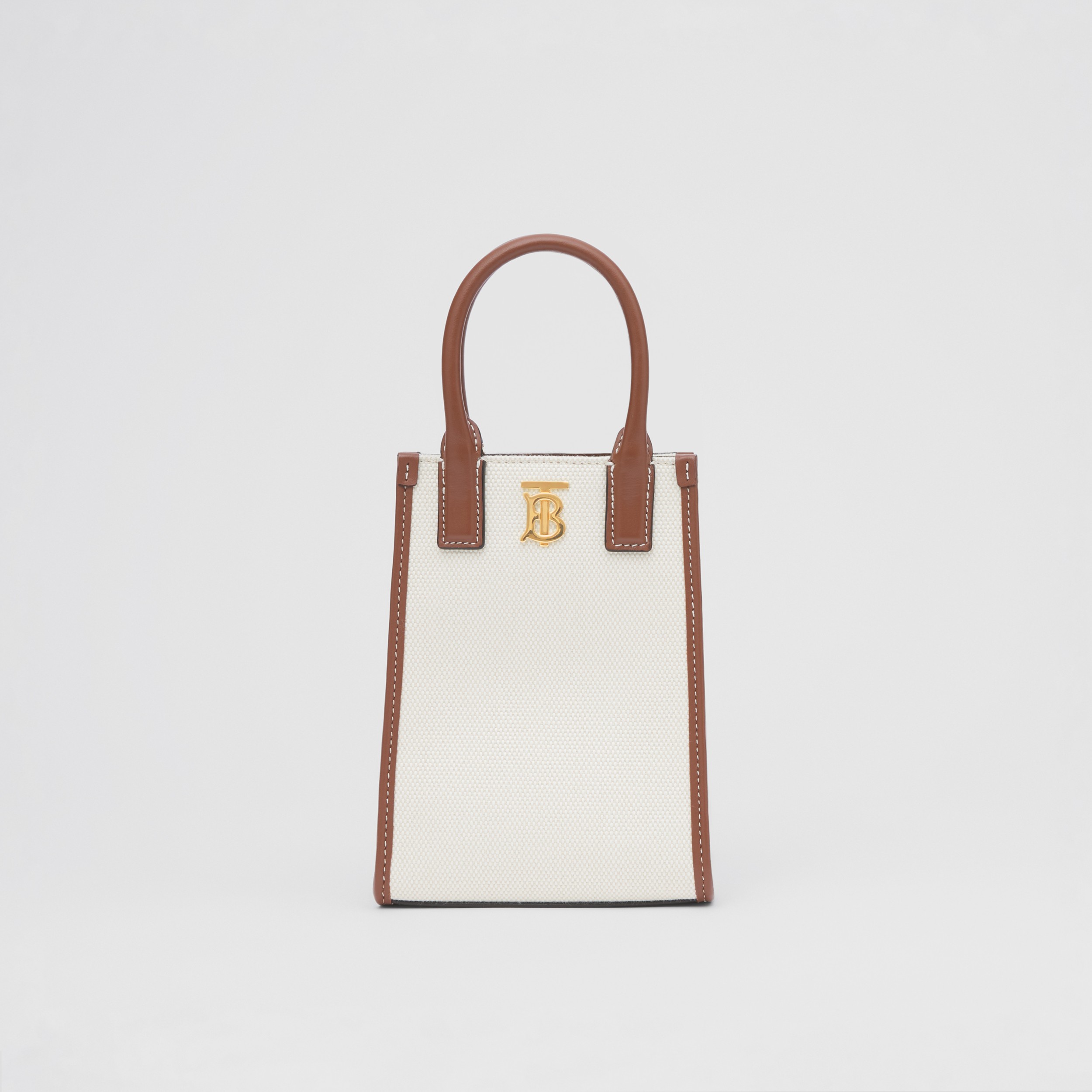 Canvas and Leather Micro Frances Tote in Ecru/tan - Women | Burberry®  Official