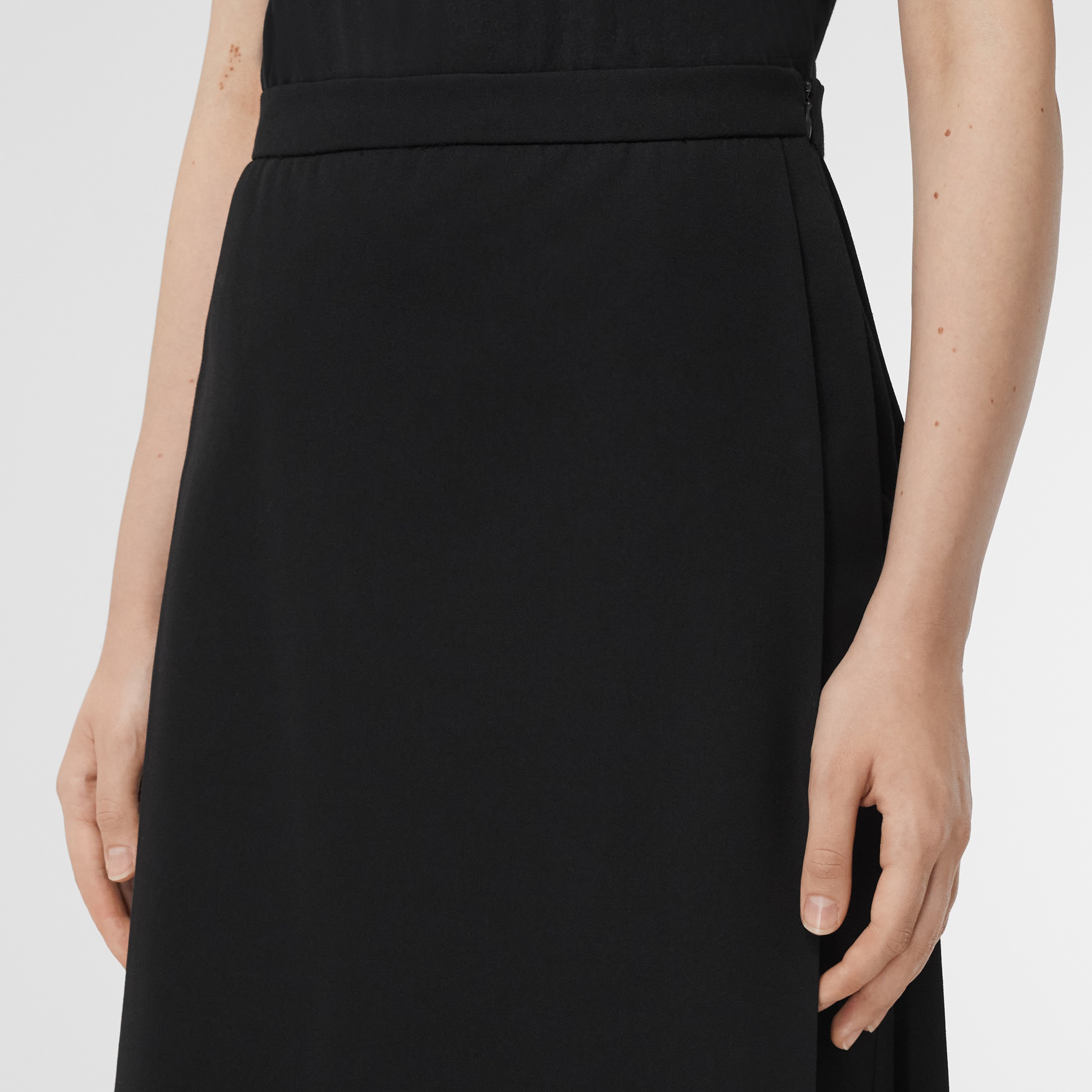 Grain de Poudre Wool Floor-length Skirt in Black - Women | Burberry® Official - 4