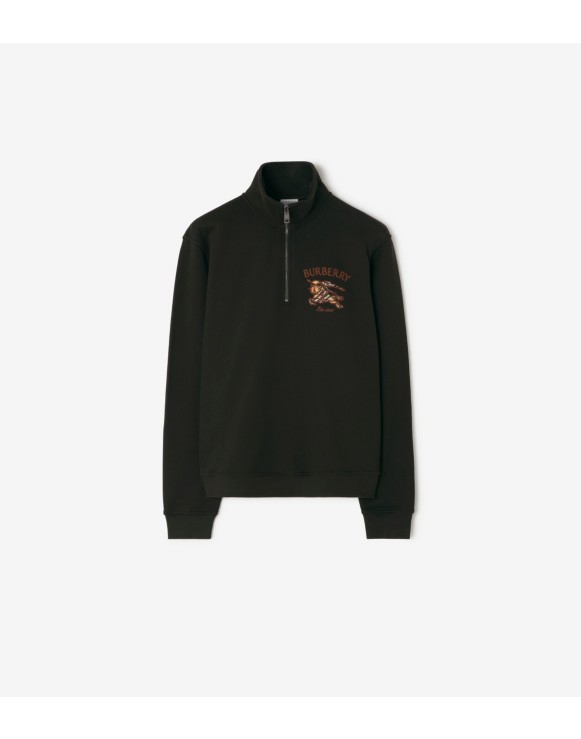 Sudadera en algodón con cremallera parcial y motivo Knight Check