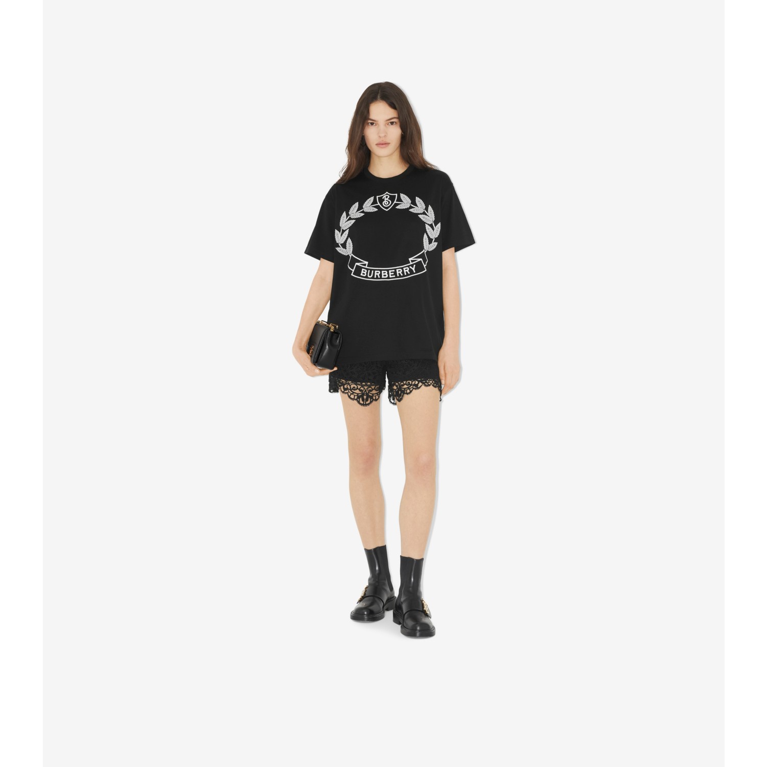 Logo Cotton T-shirt in Black - Women | Burberry® Official