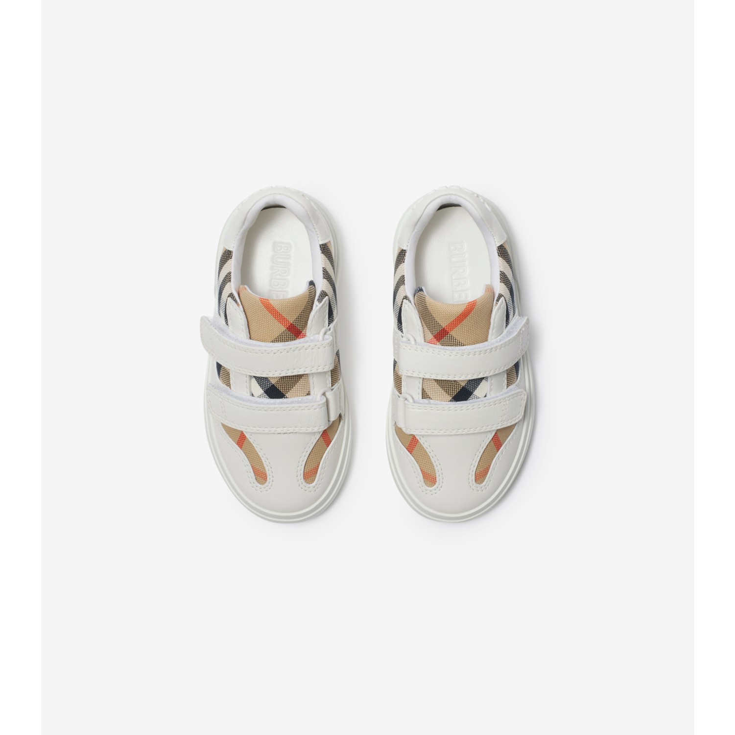 Check and Leather Sneakers