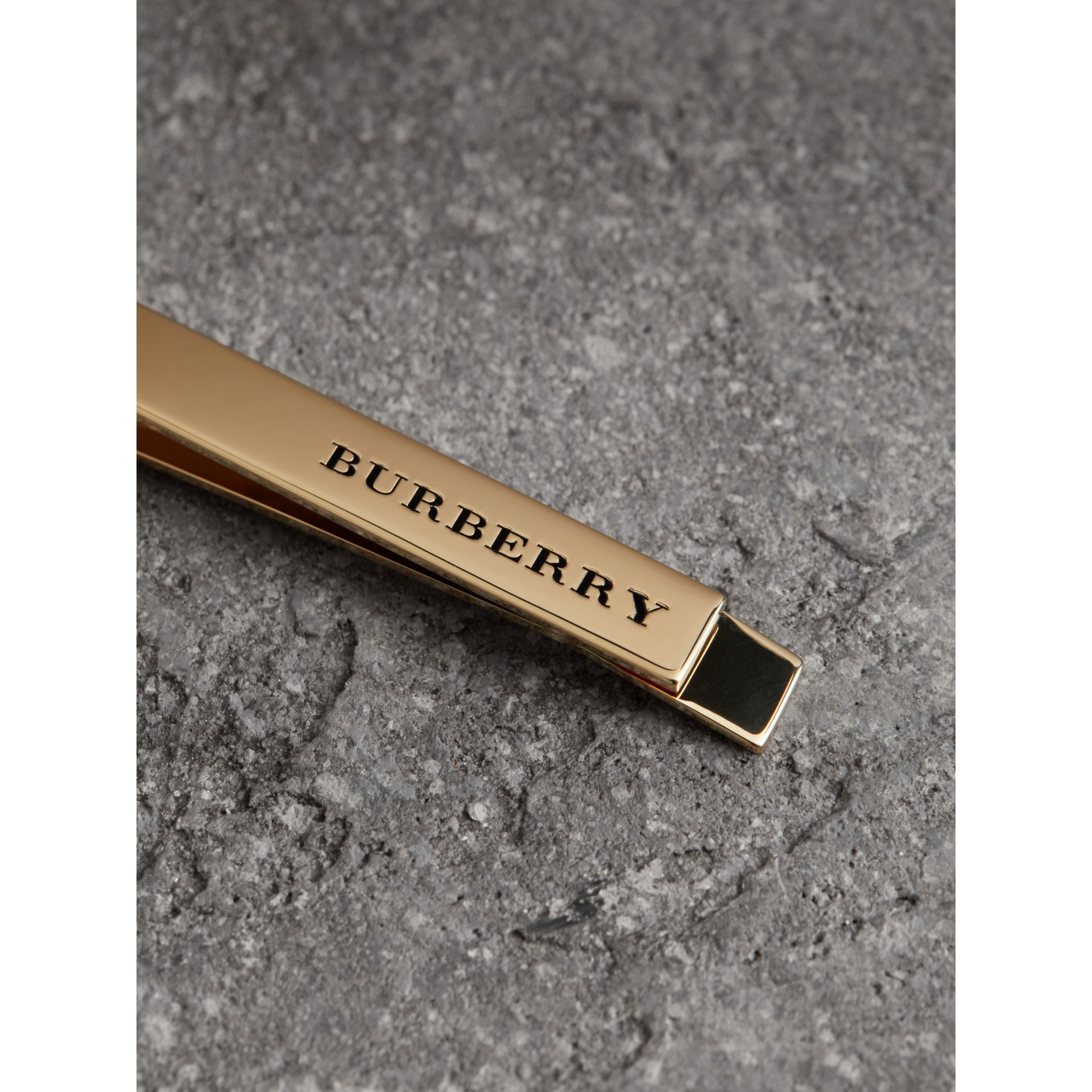 Engraved Bronze Tie Bar in Light Gold Men Burberry United States